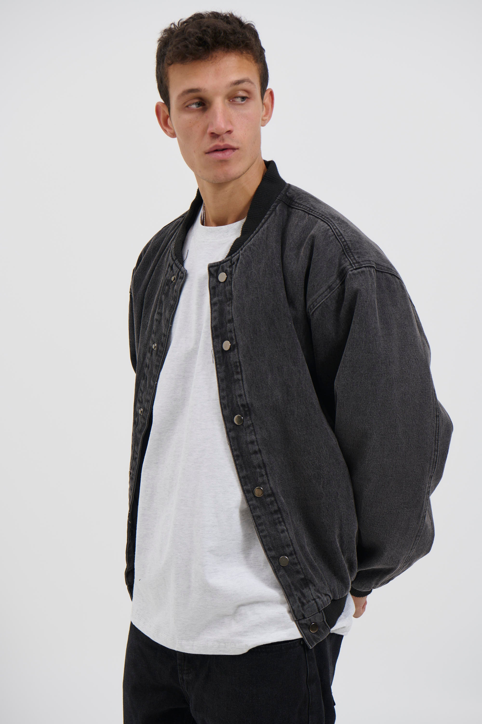 Vintage Bomber Denim Jacket Black