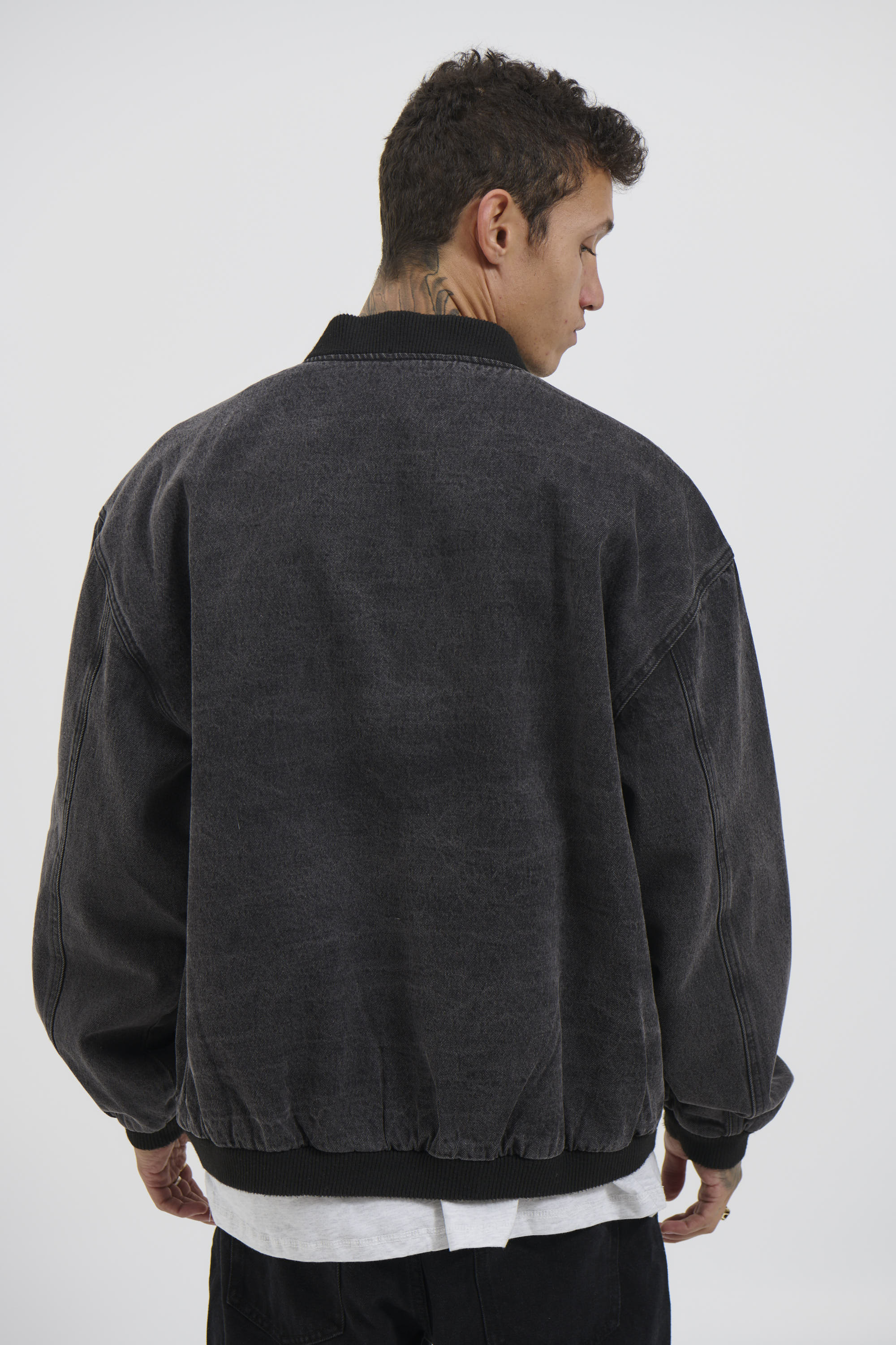 Vintage Bomber Denim Jacket Black