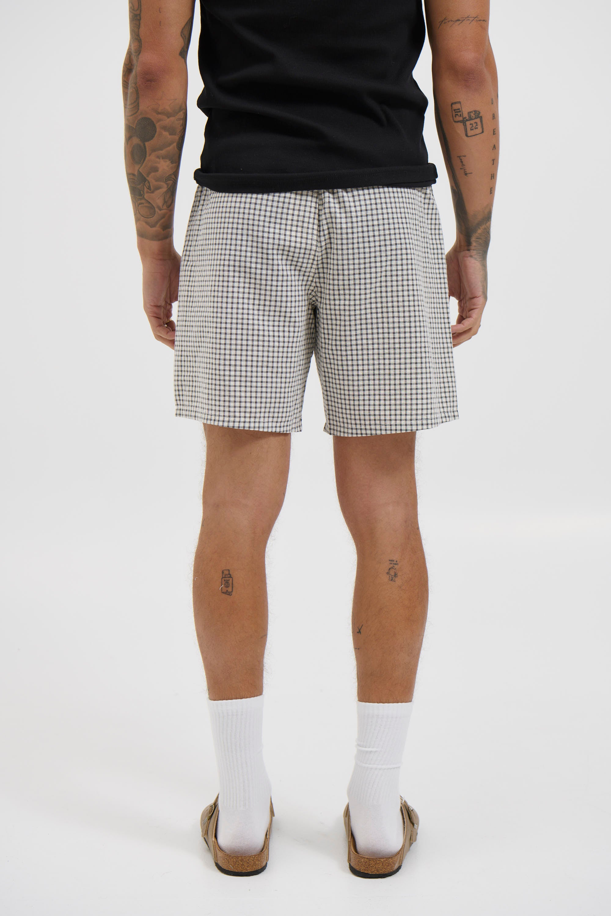 Plaid Casual Short Ivory