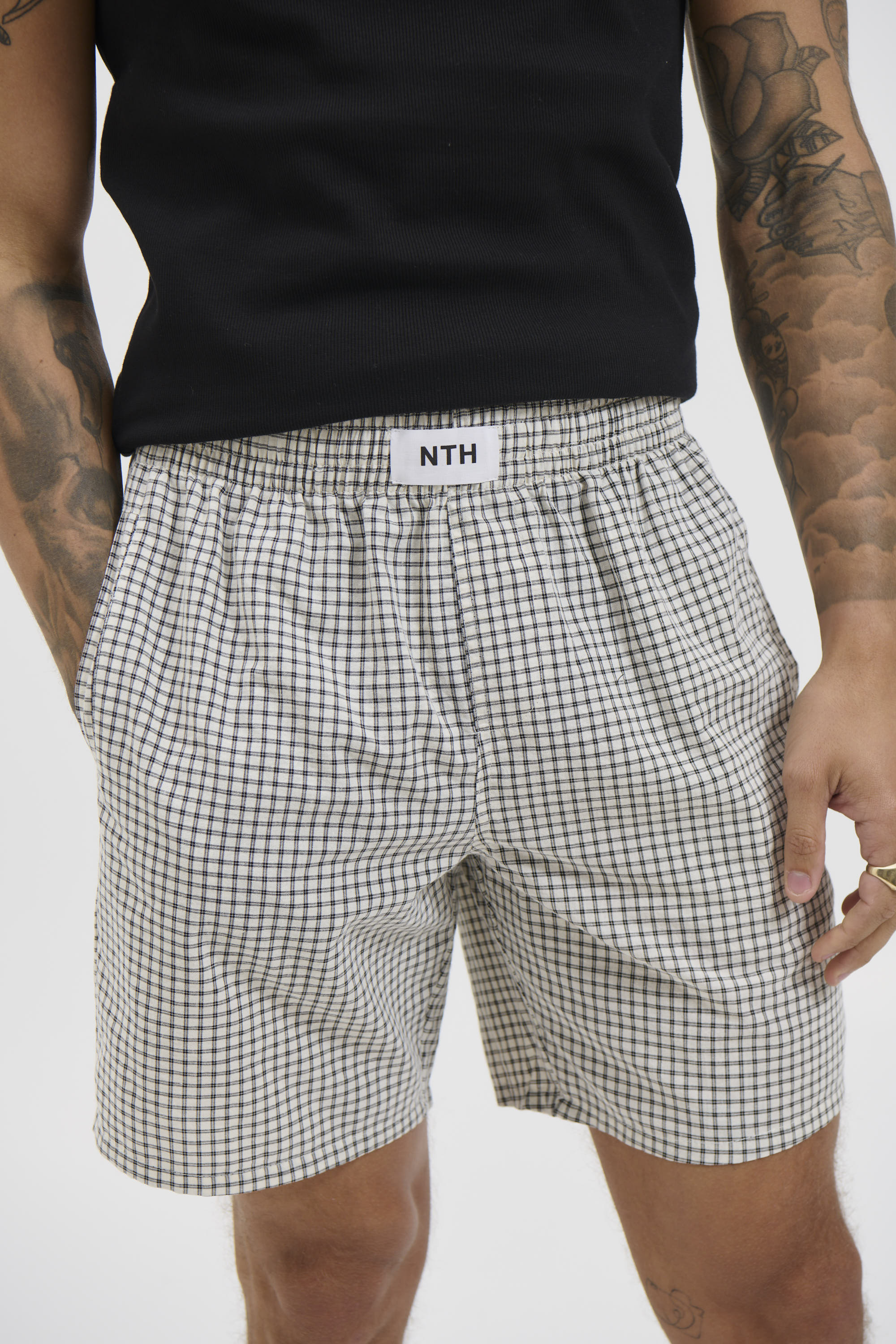 Plaid Casual Short Ivory