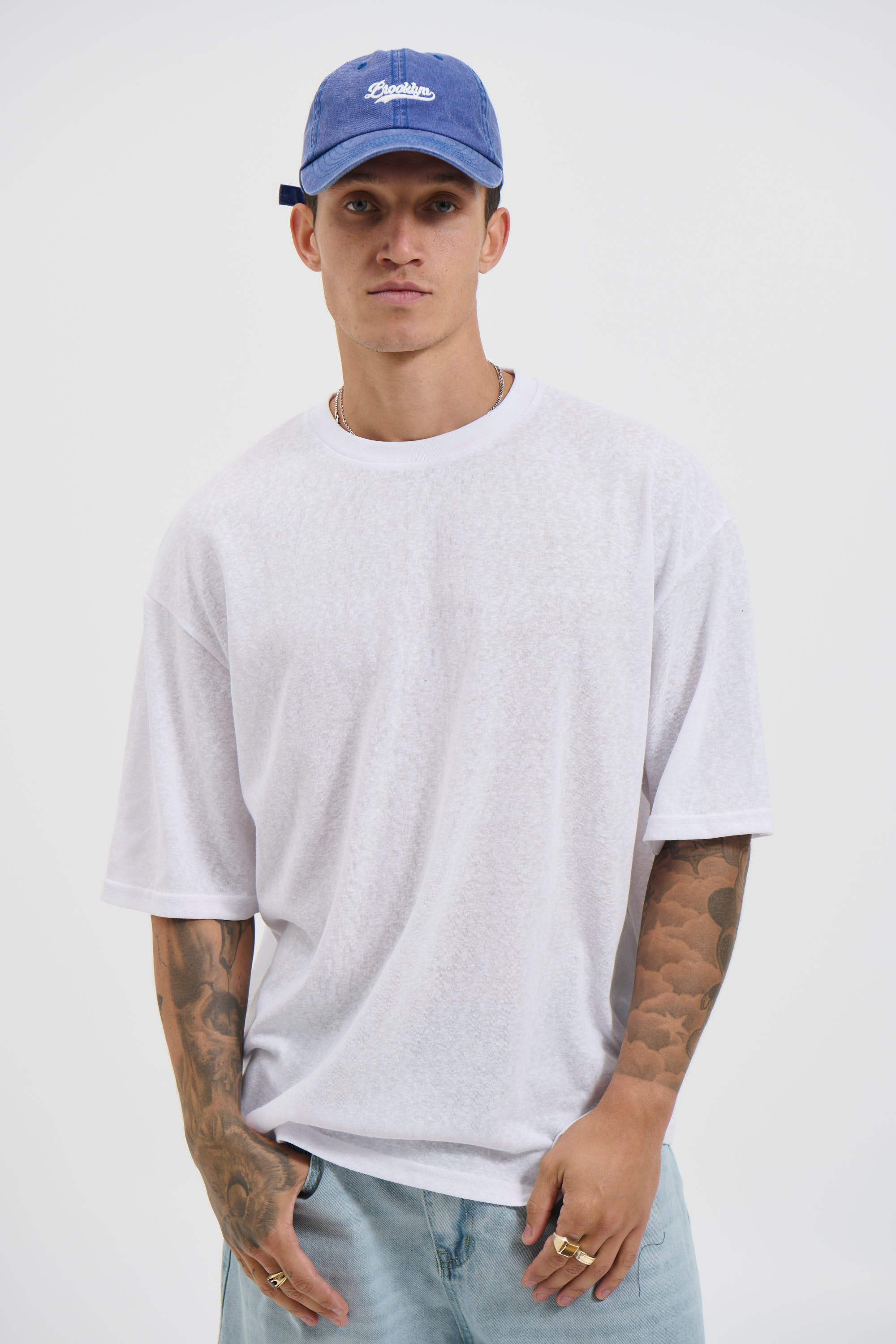 Lightweight Linen Look Tee White
