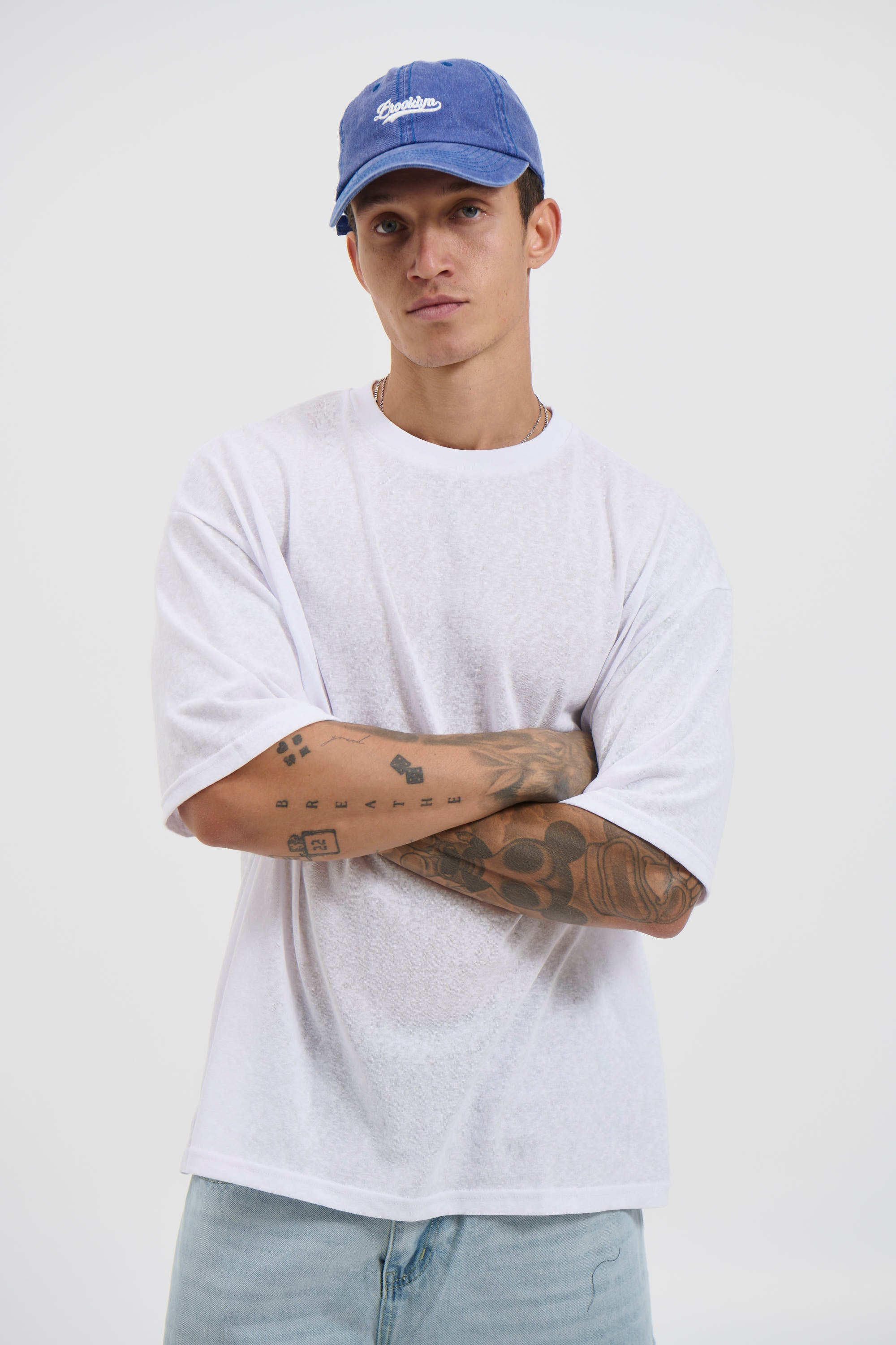 Lightweight Linen Look Tee White