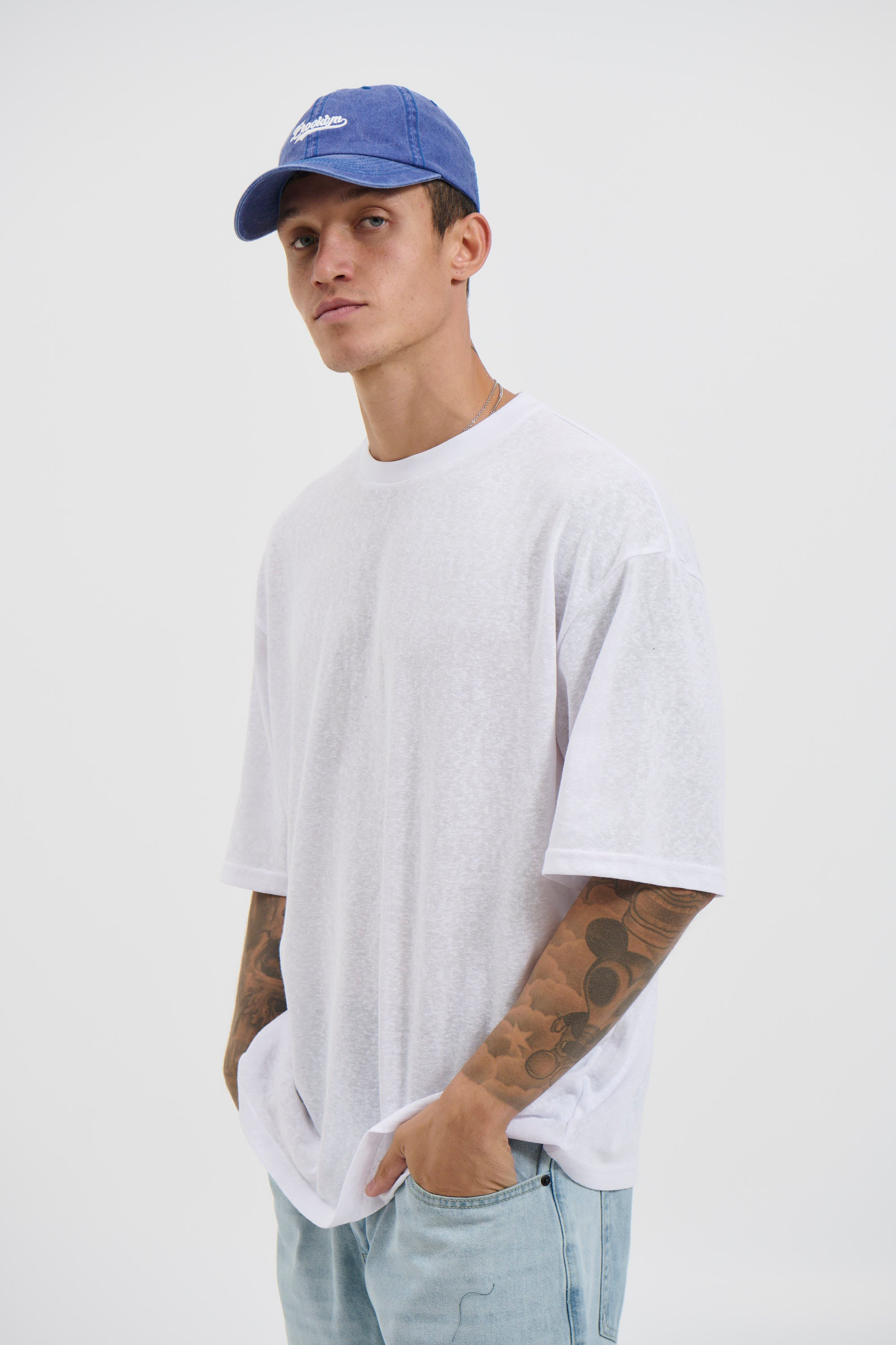 Lightweight Linen Look Tee White