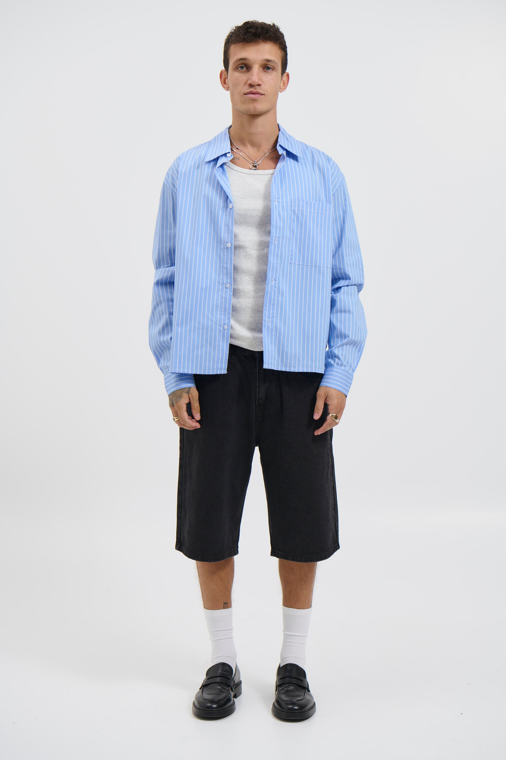 Mitch Stripe Shirt Blue