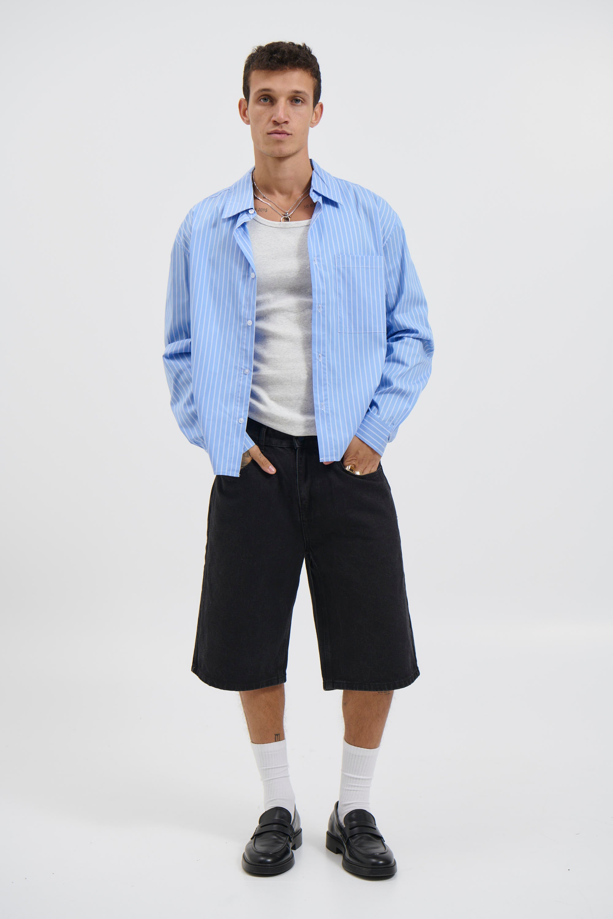 Mitch Stripe Shirt Blue