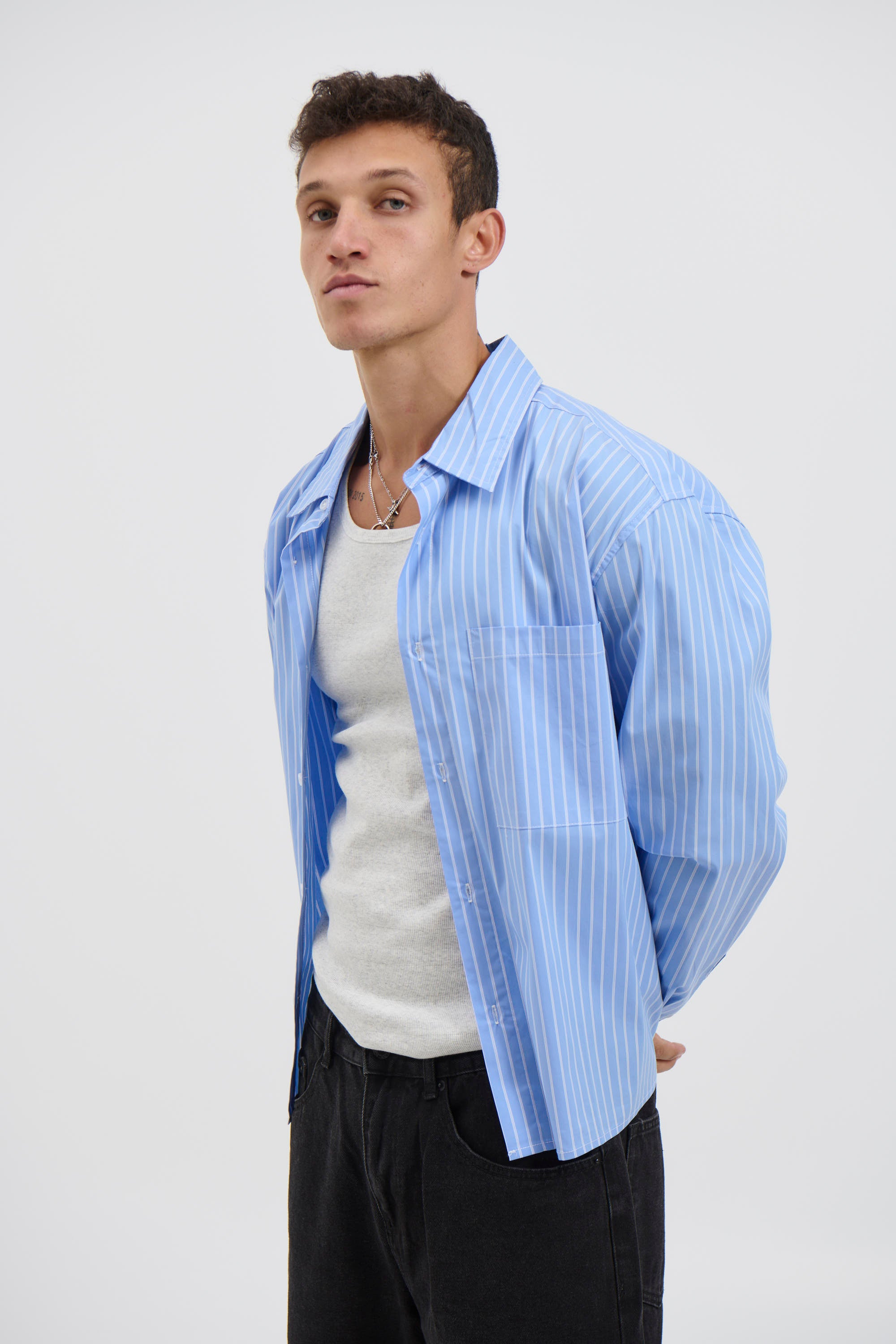 Mitch Stripe Shirt Blue