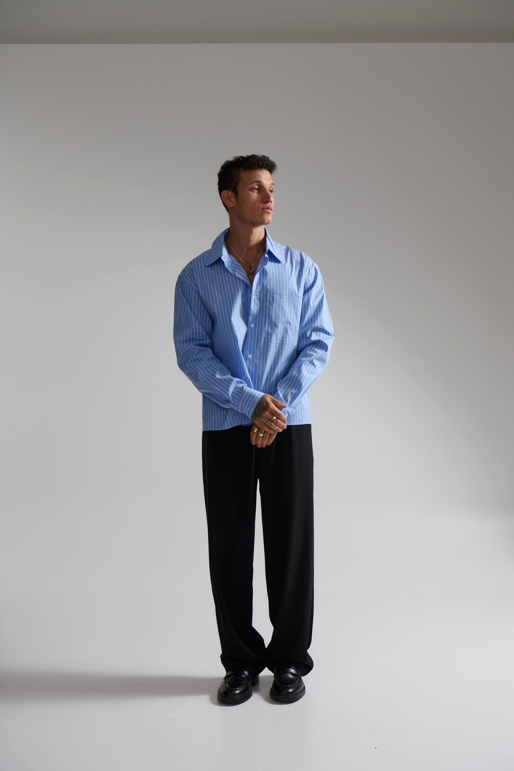 Mitch Stripe Shirt Blue