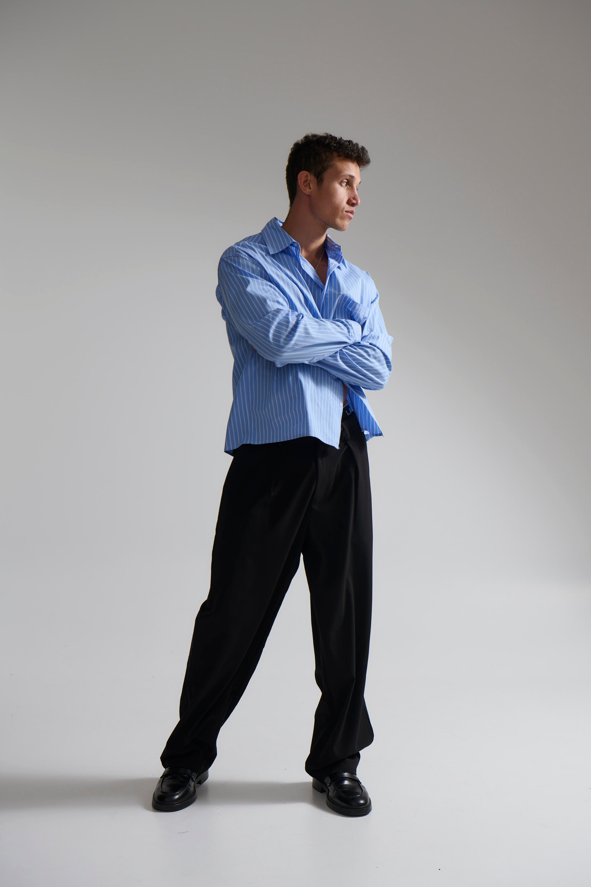Mitch Stripe Shirt Blue