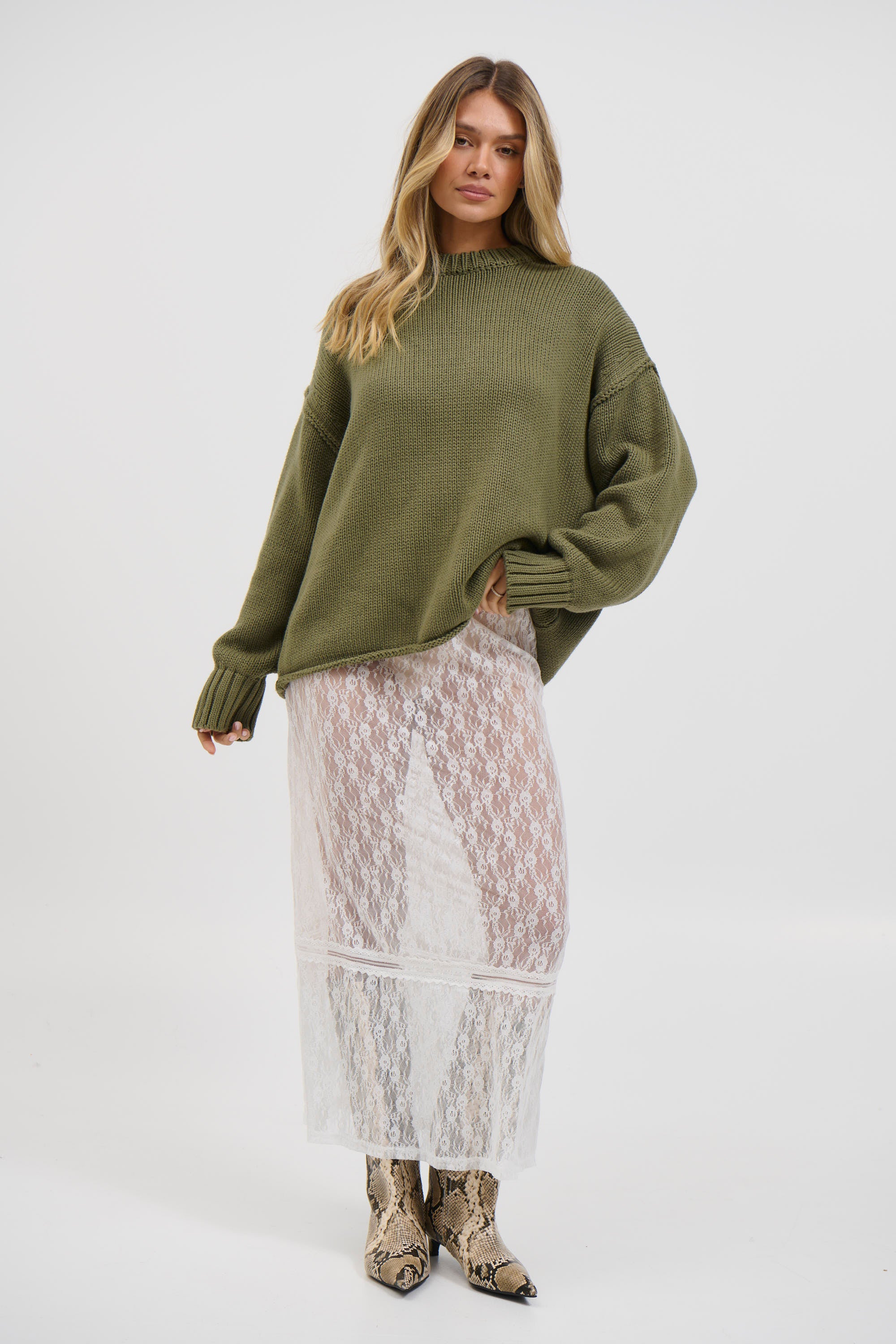 Nadia Lace Maxi Skirt White