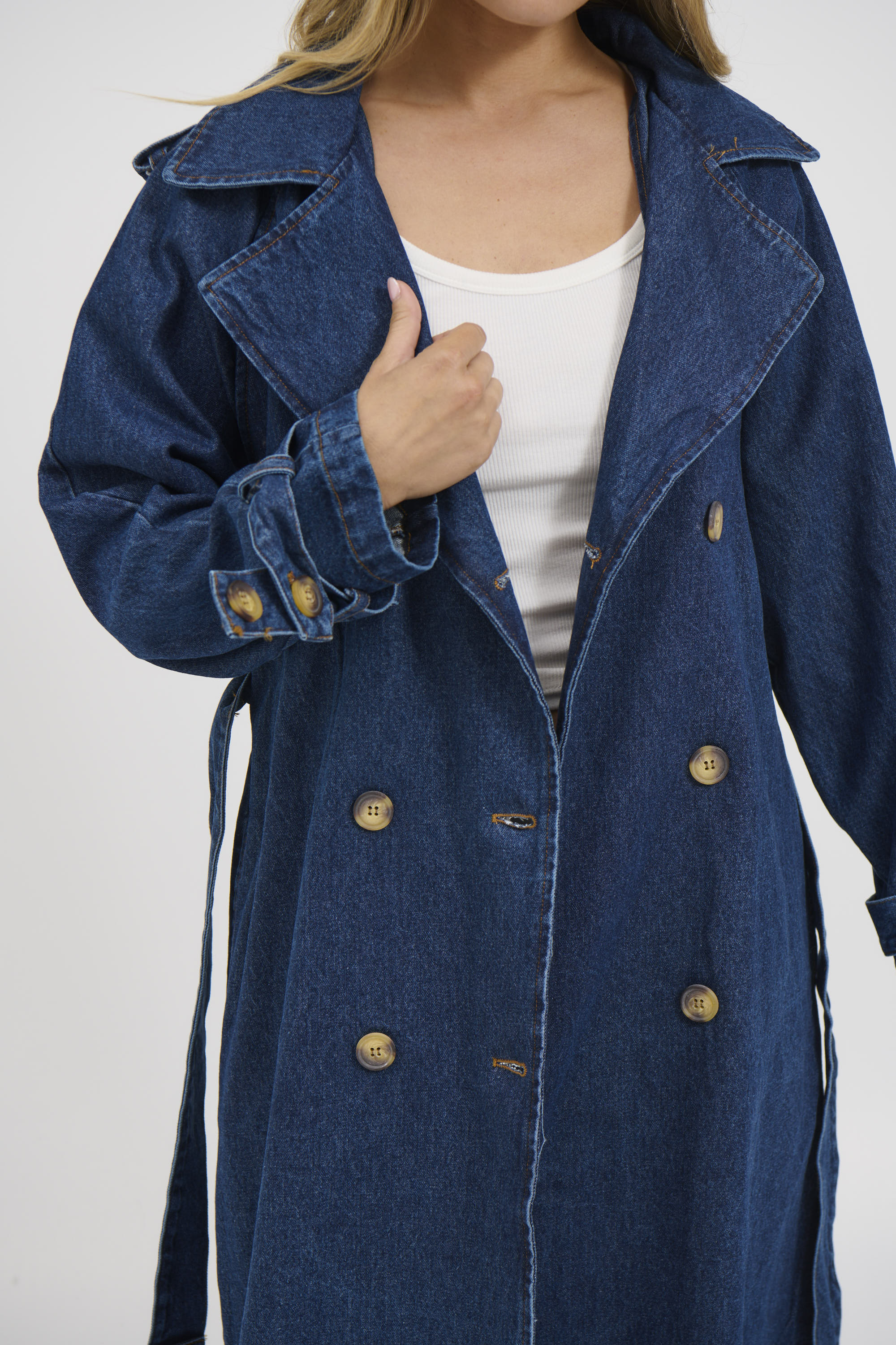 Ashley Trench Coat Dark Denim