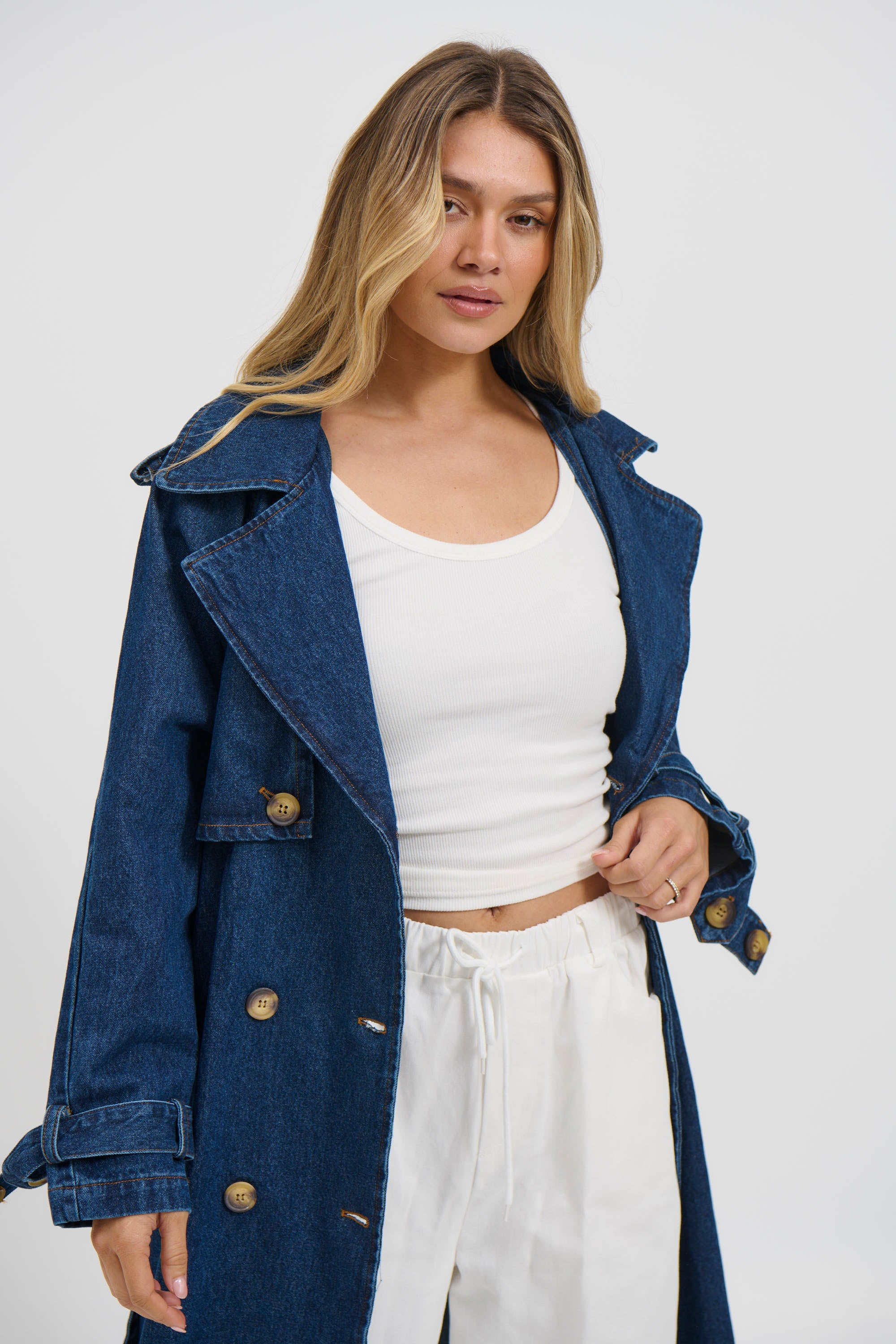 Ashley Trench Coat Dark Denim