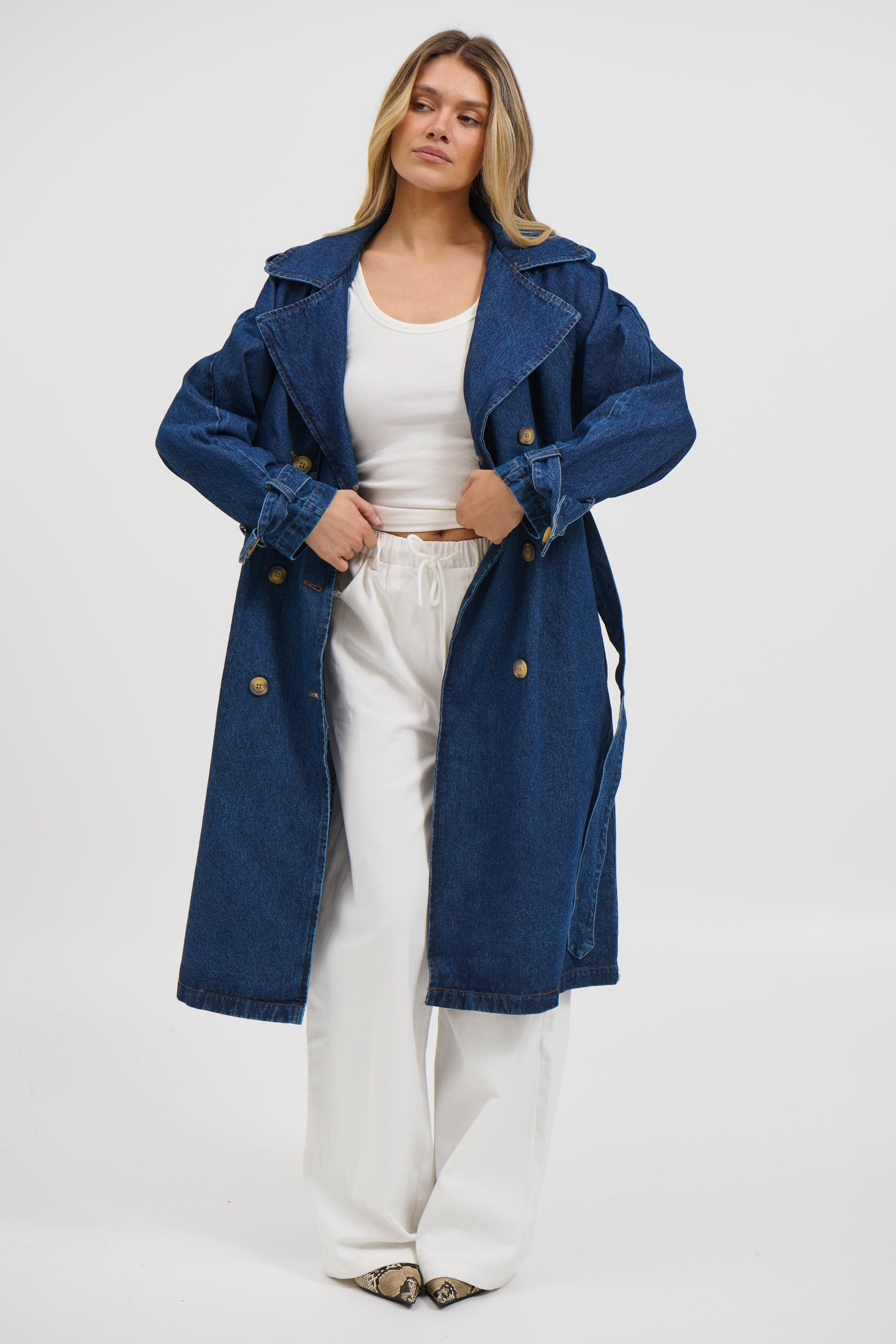 Ashley Trench Coat Dark Denim
