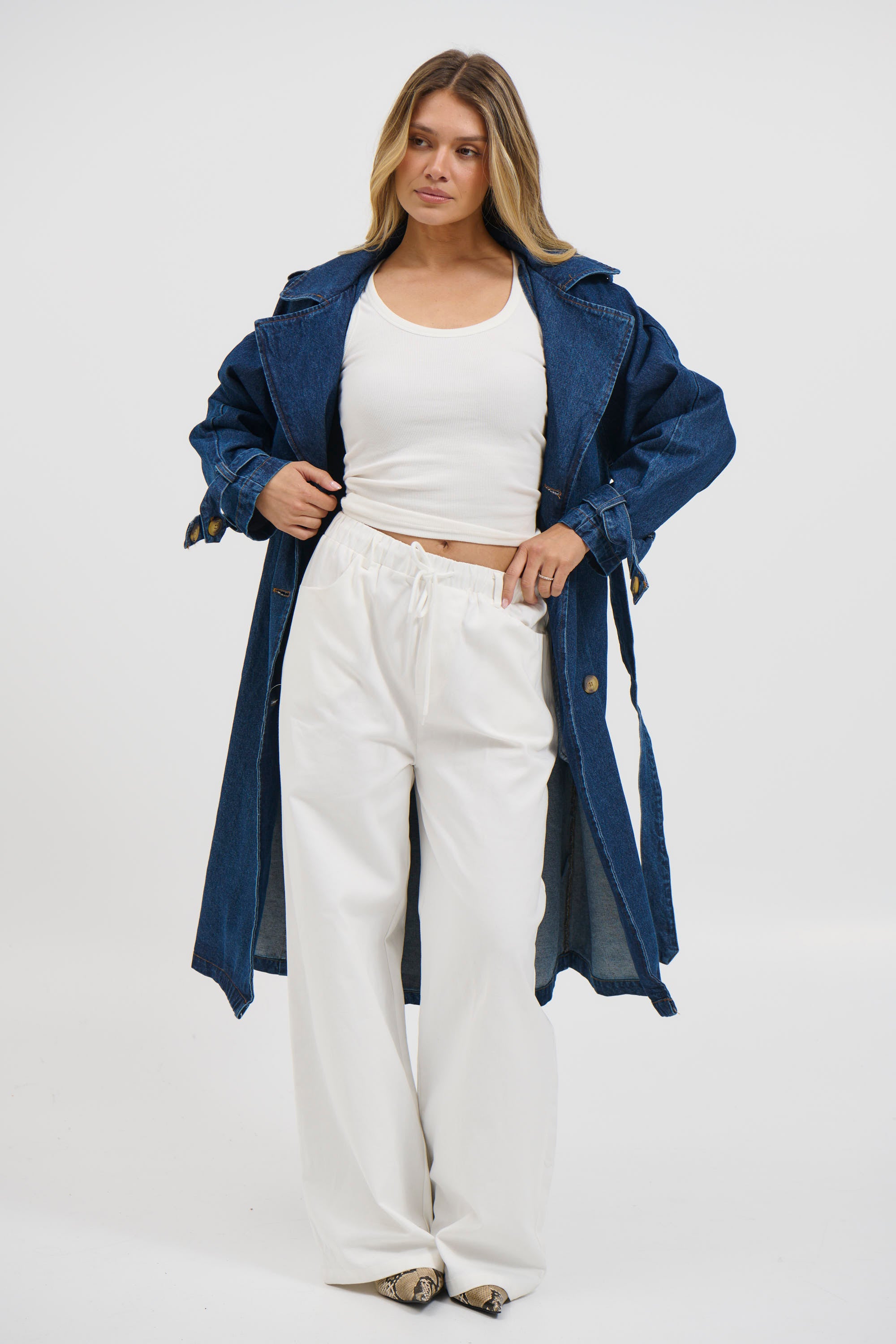 Ashley Trench Coat Dark Denim