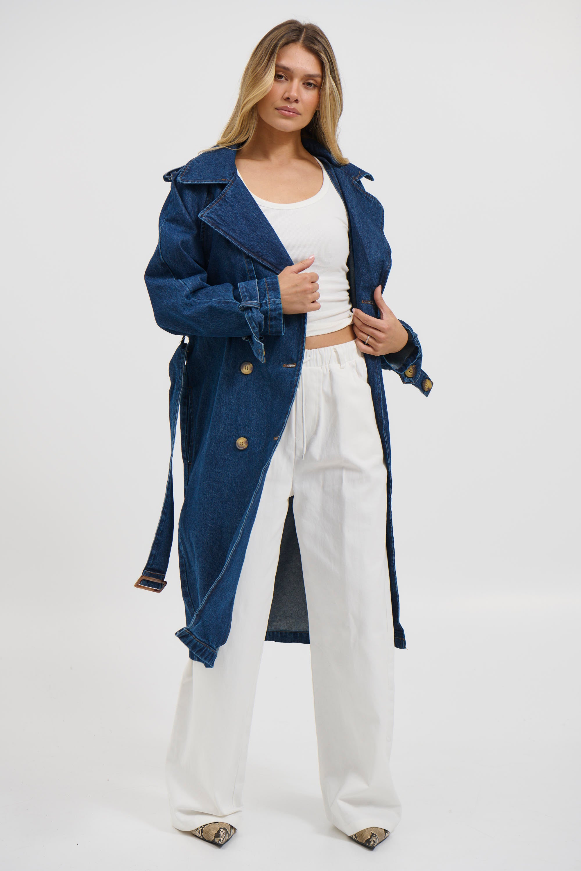 Ashley Trench Coat Dark Denim