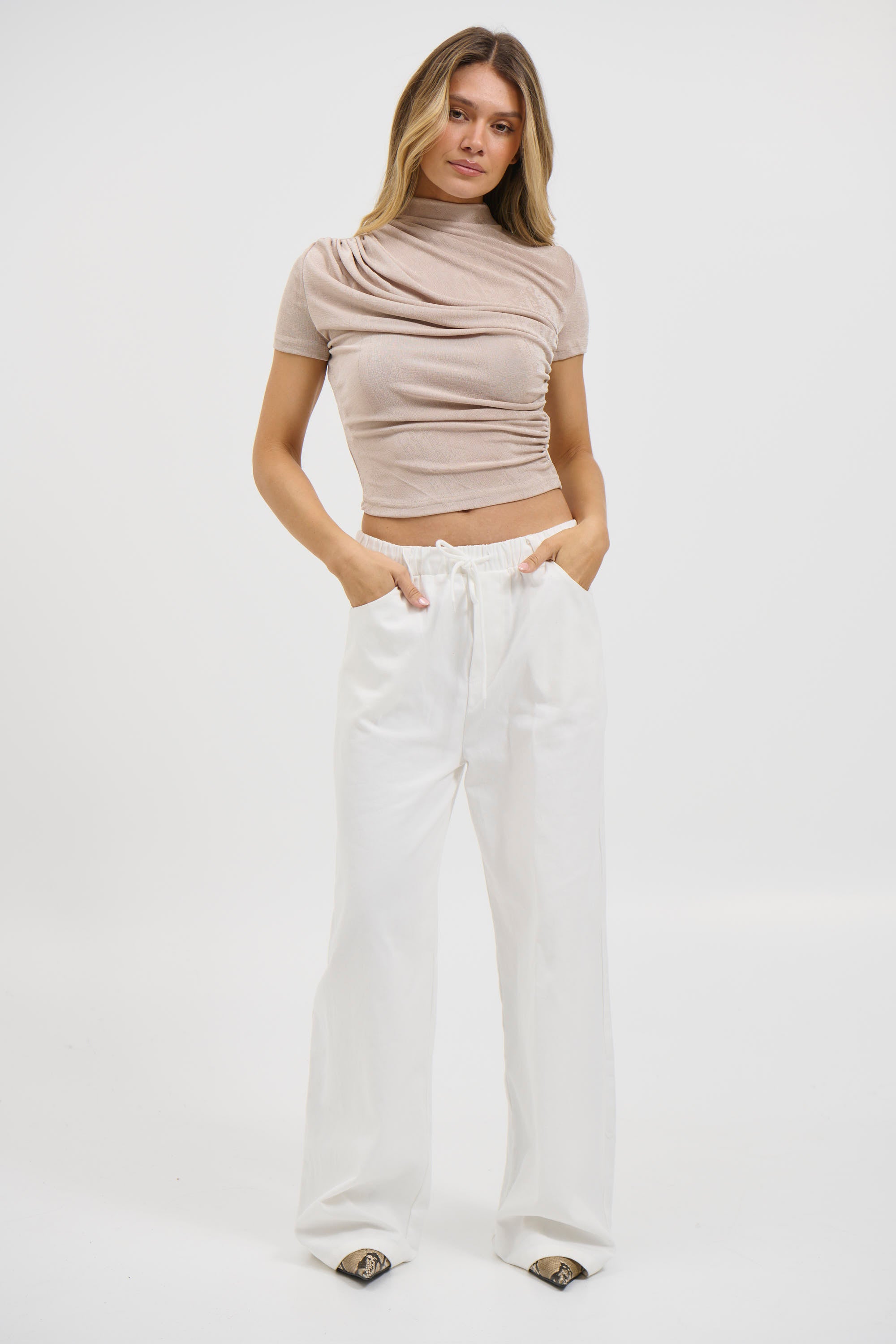 Ivy Drape Top Beige