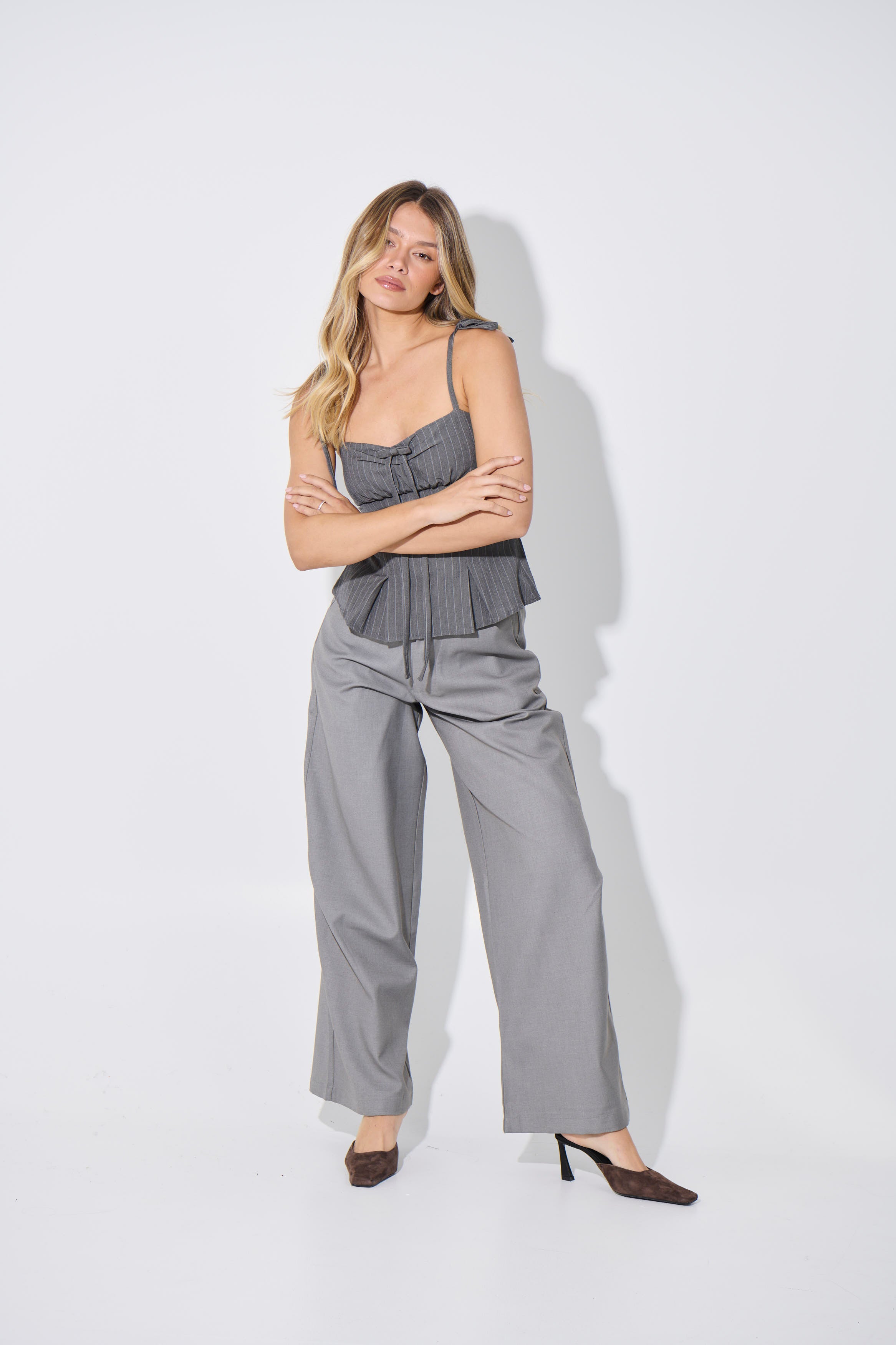 Lacey Tie Top Grey