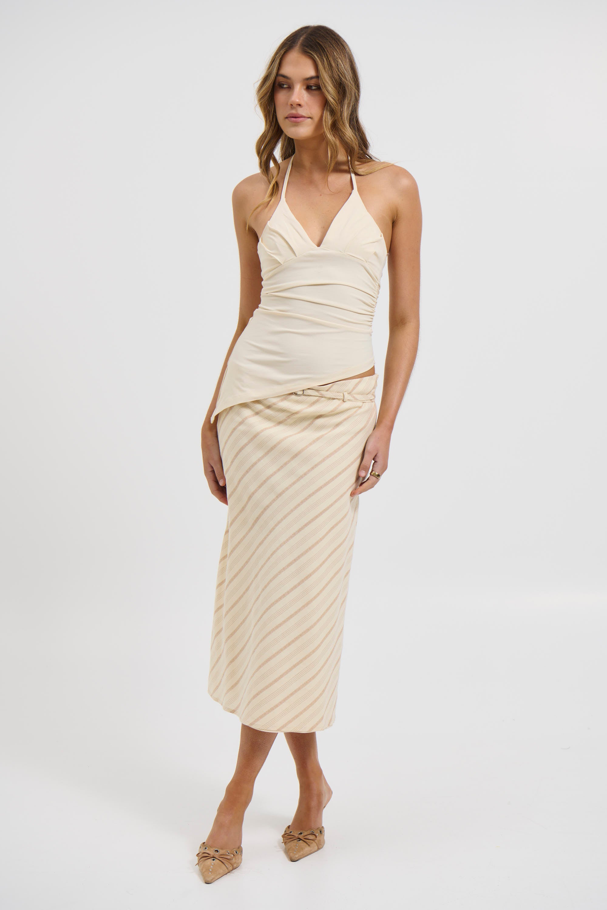 Angel Midi Skirt Beige