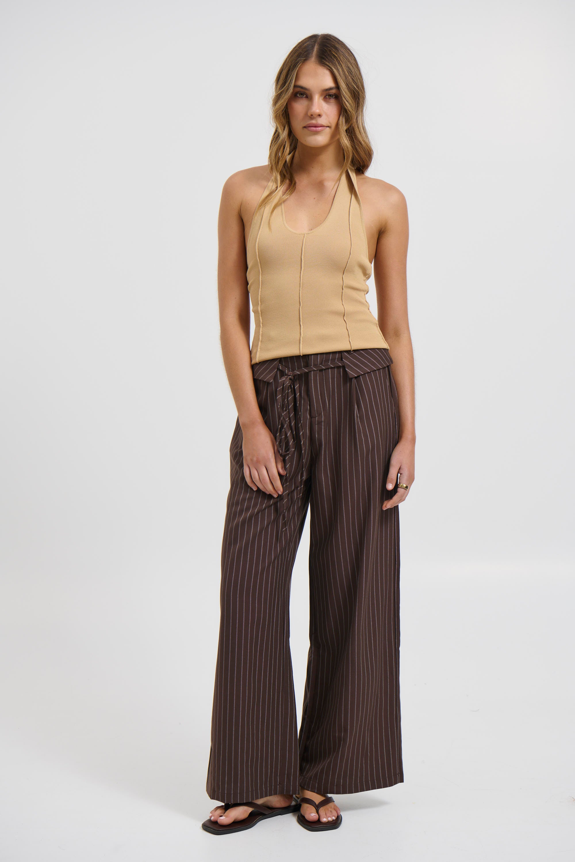 Kiara Pinstripe Pant Chocolate