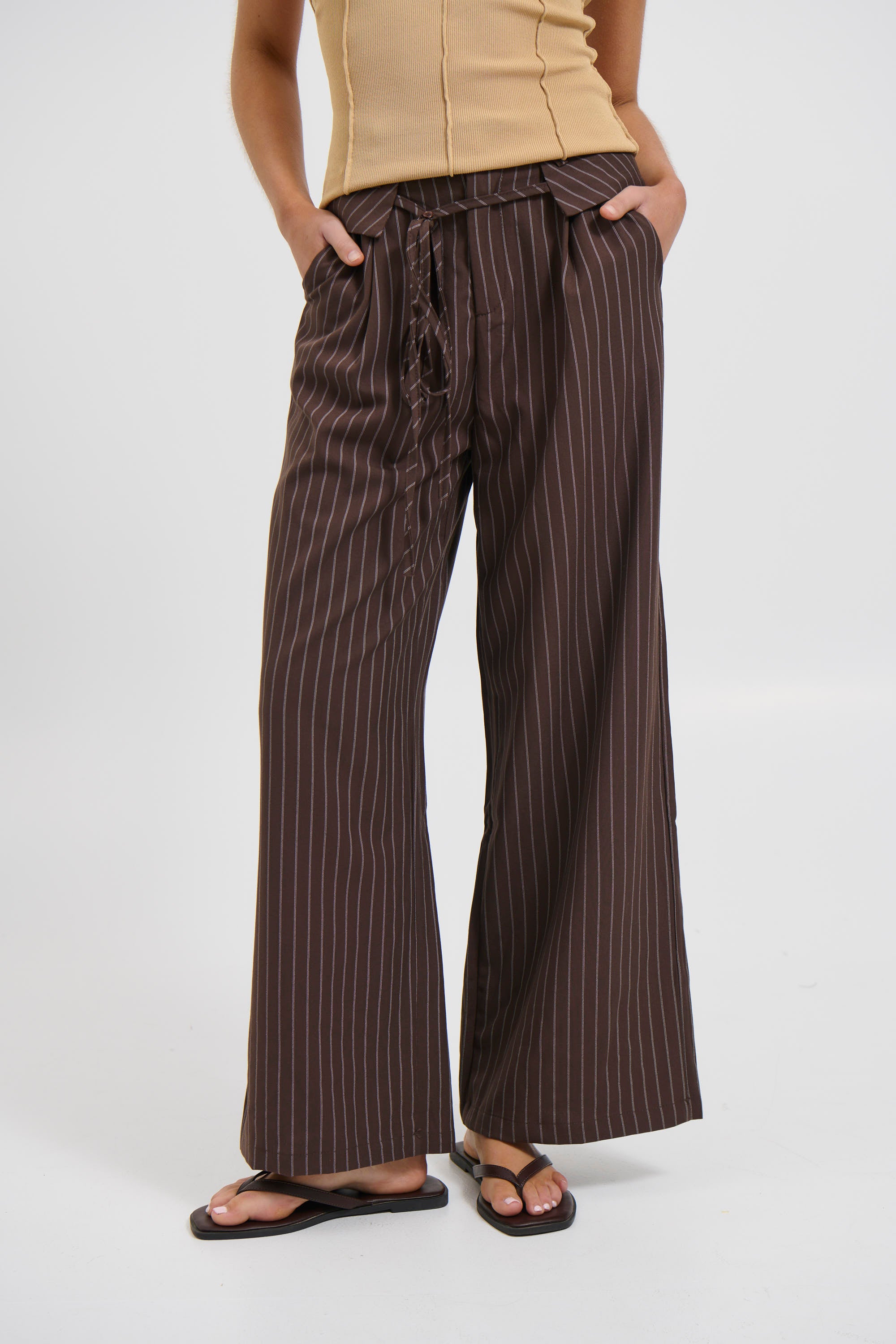 Kiara Pinstripe Pant Chocolate