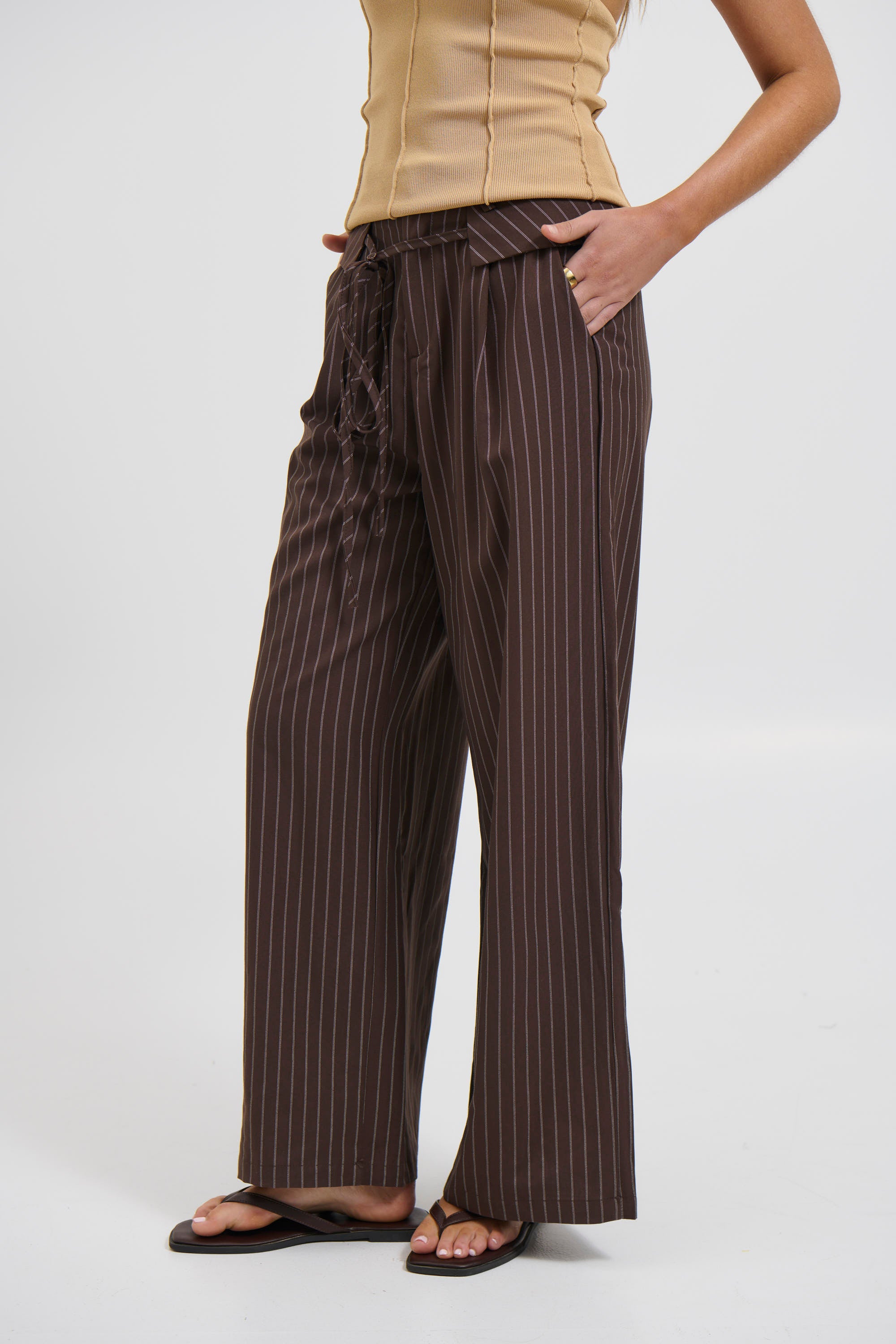 Kiara Pinstripe Pant Chocolate