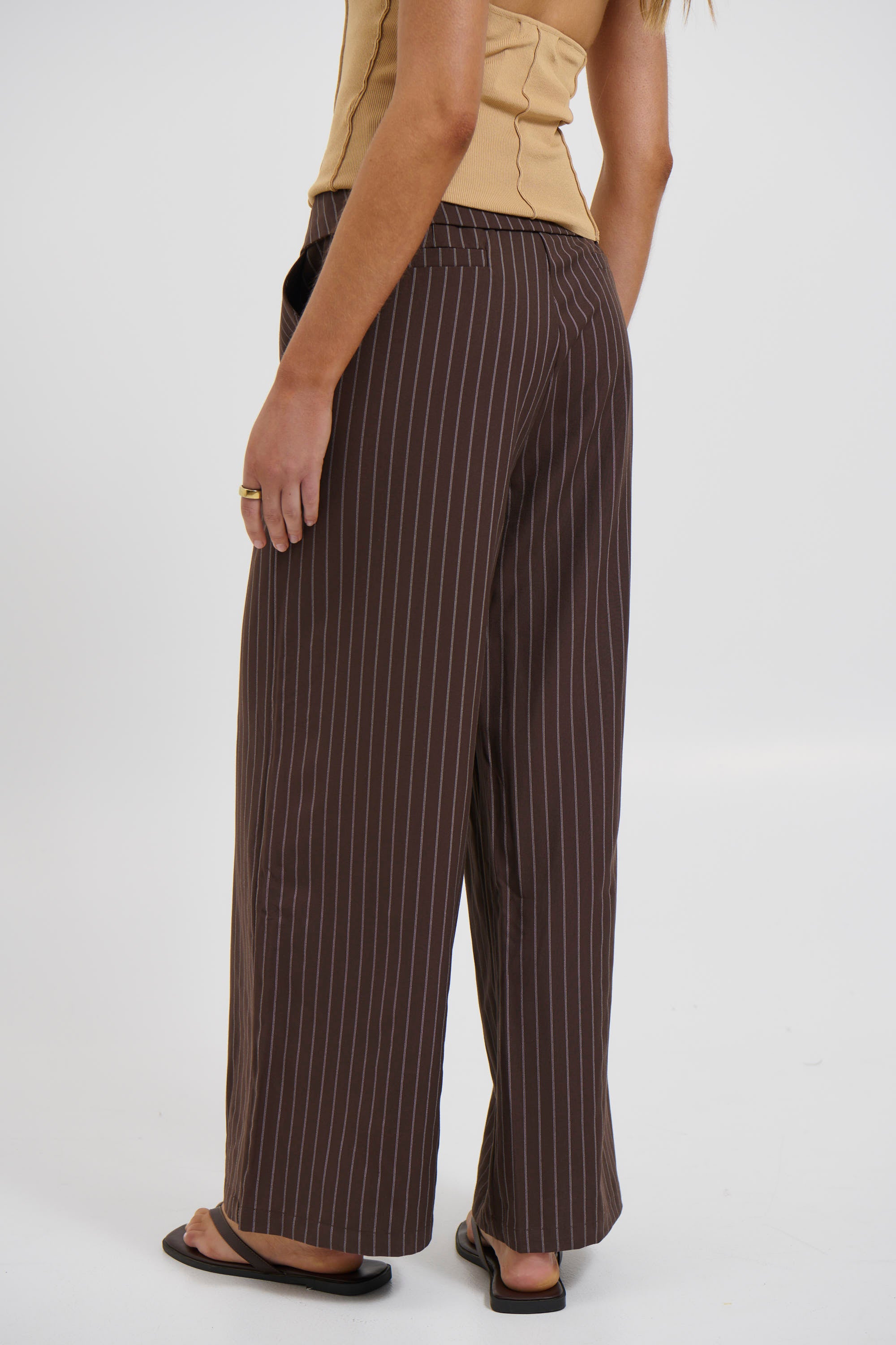 Kiara Pinstripe Pant Chocolate