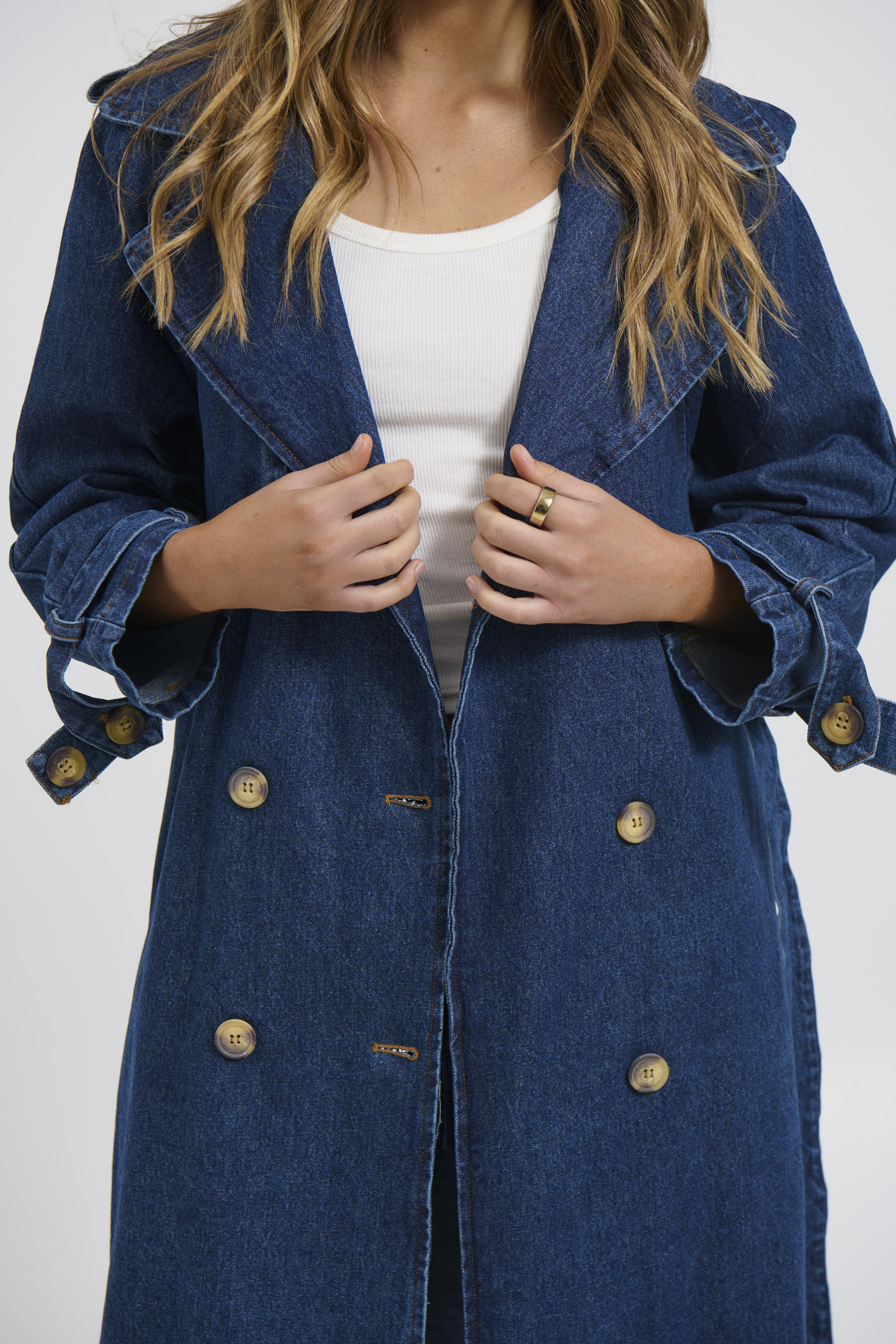 Ashley Trench Coat Dark Denim