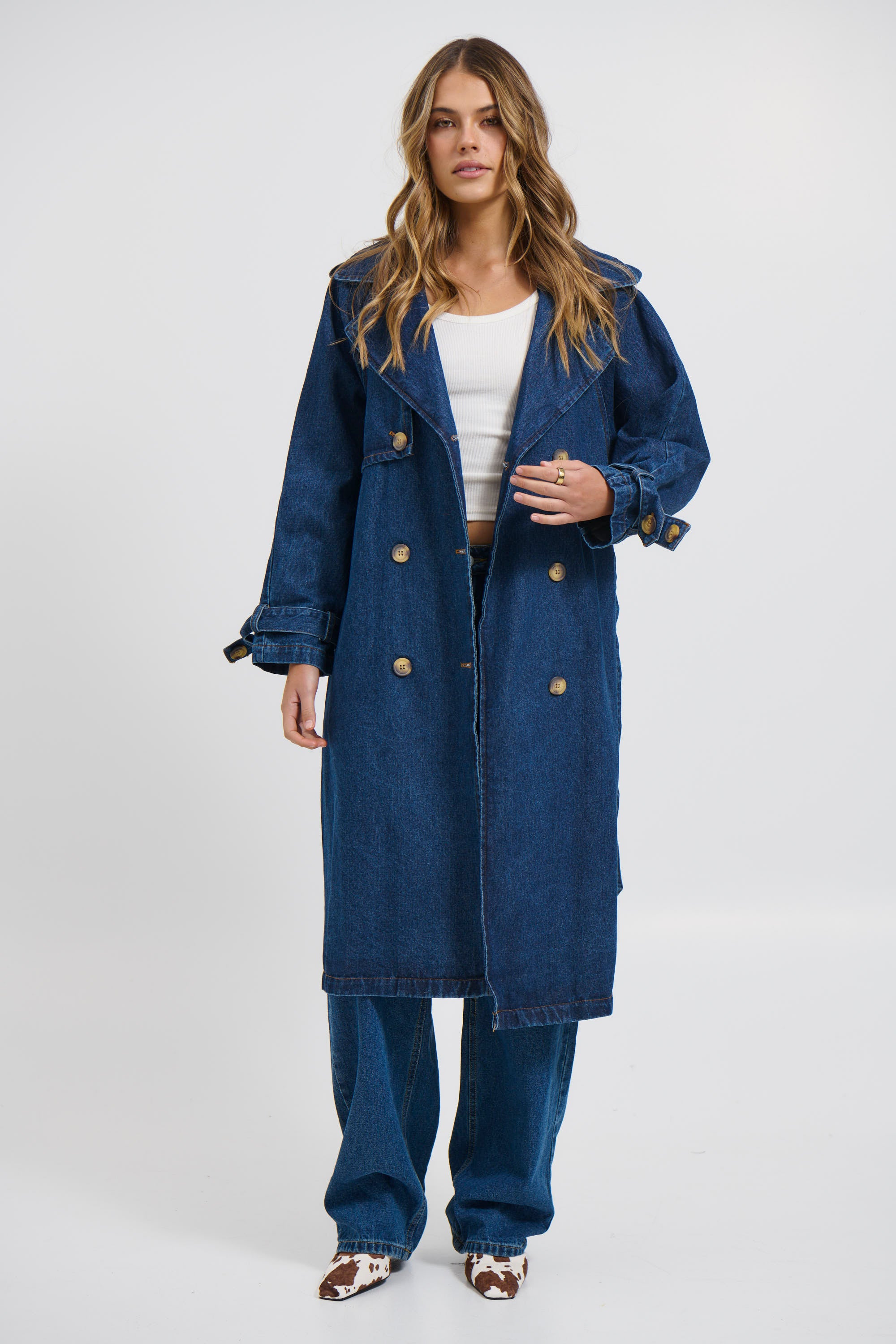 Ashley Trench Coat Dark Denim
