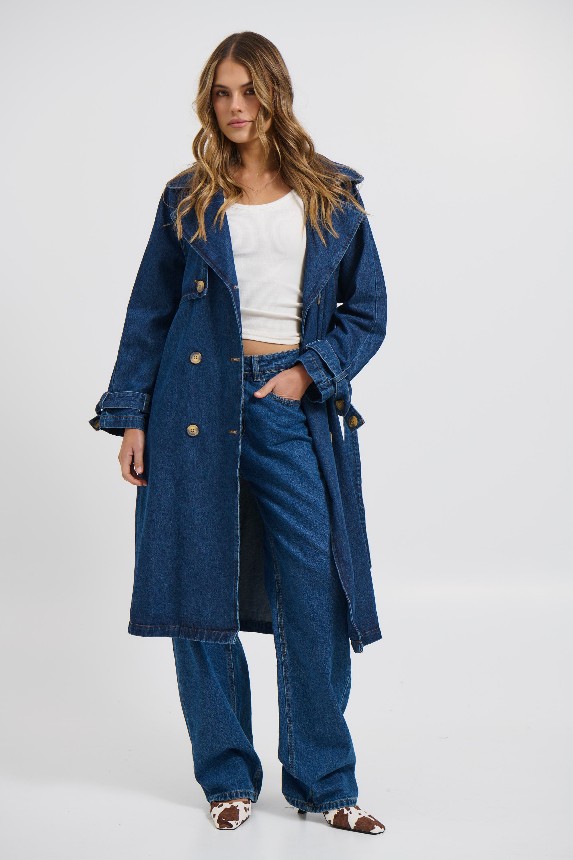 Ashley Trench Coat Dark Denim