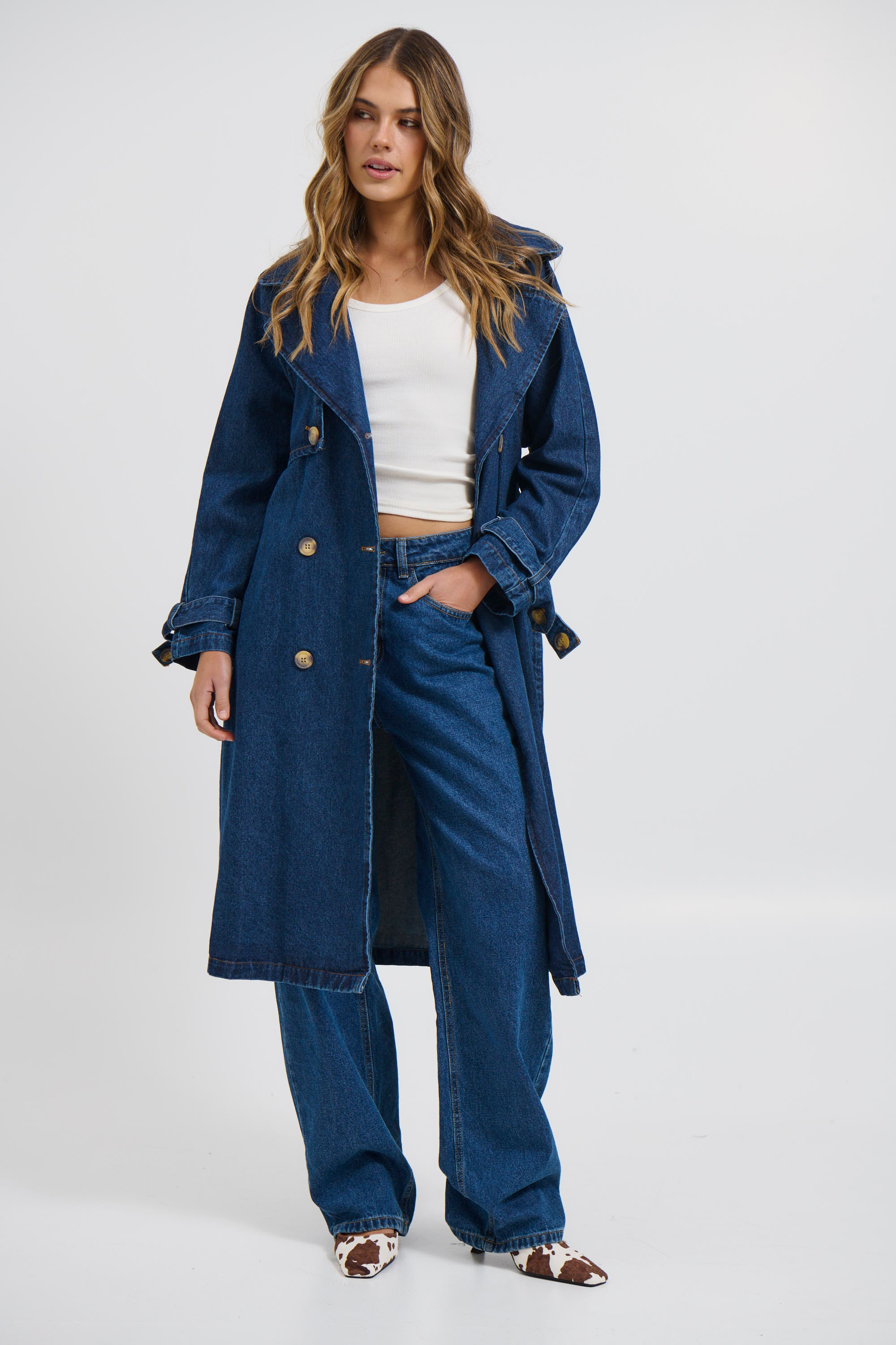 Ashley Trench Coat Dark Denim