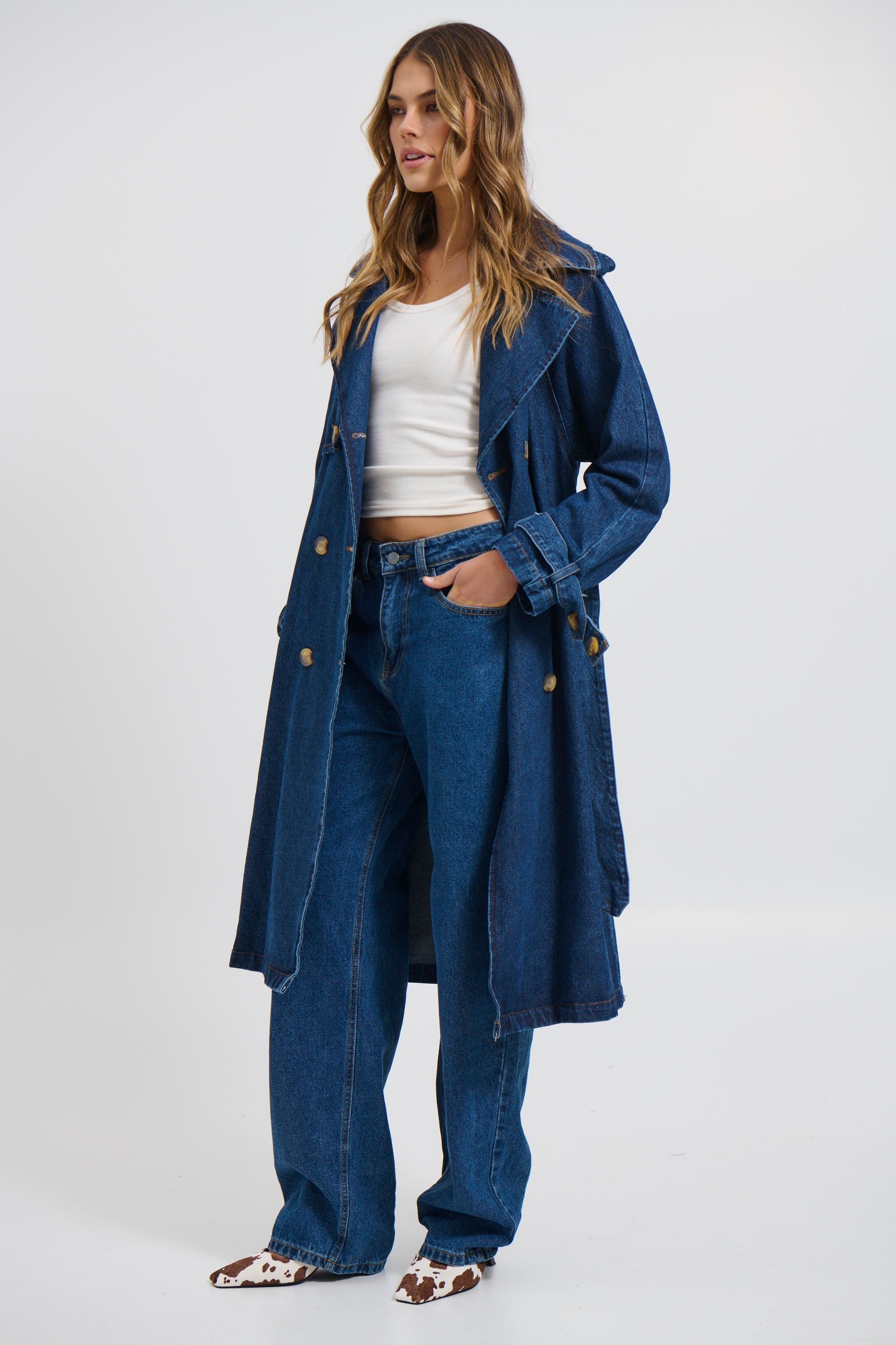 Ashley Trench Coat Dark Denim