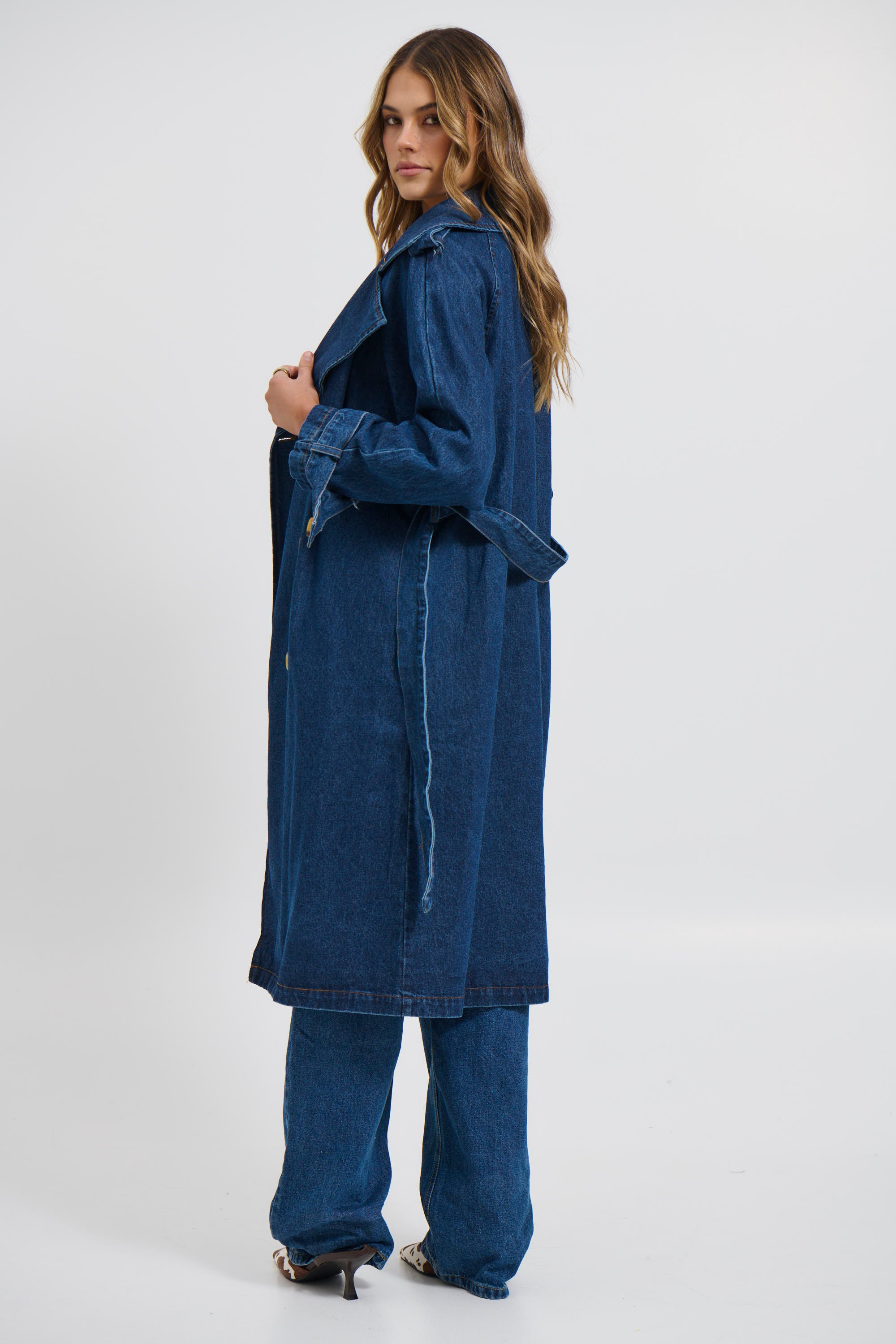 Ashley Trench Coat Dark Denim