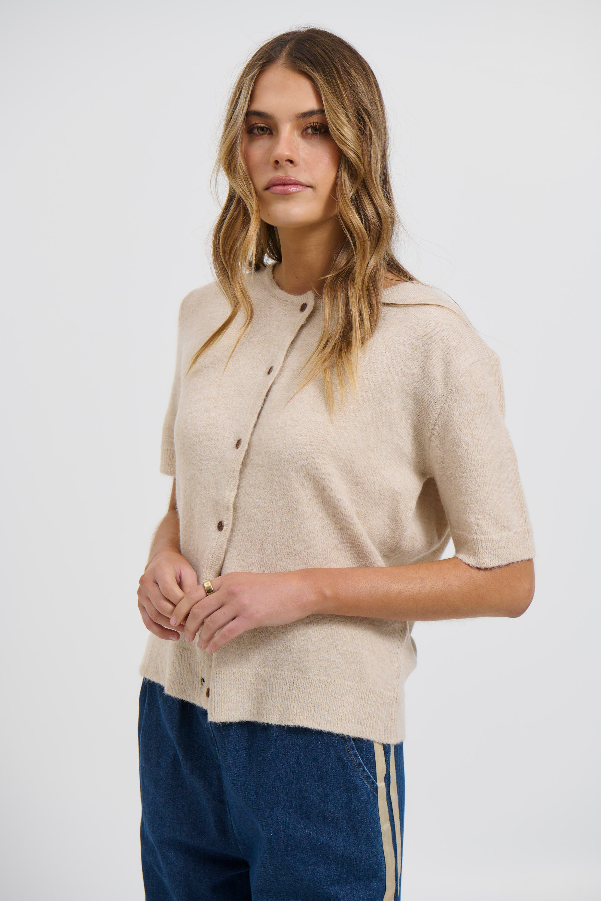 Geisha Short Sleeve Top Stone