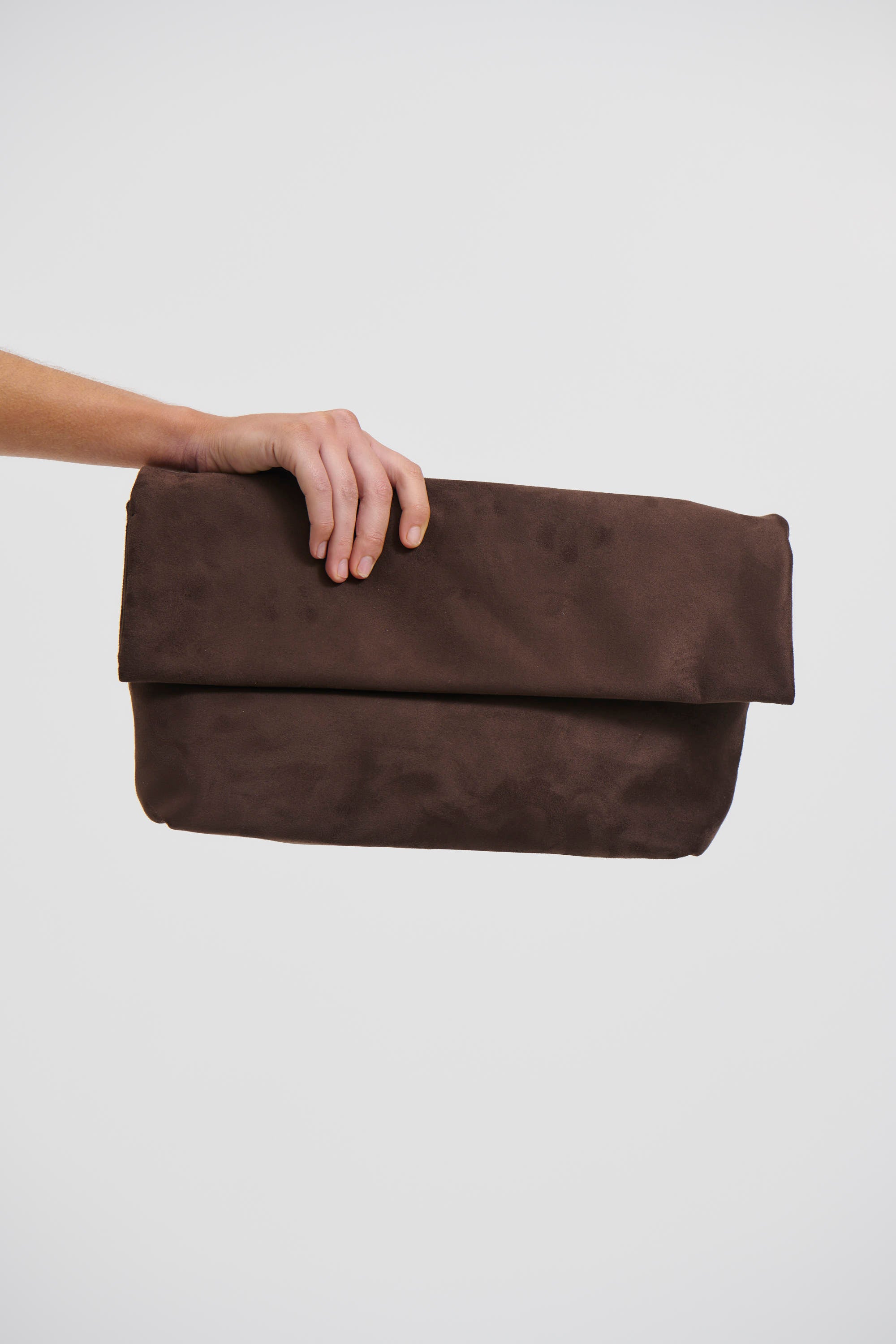 Rylee Clutch Bag Dark Cacao Suede