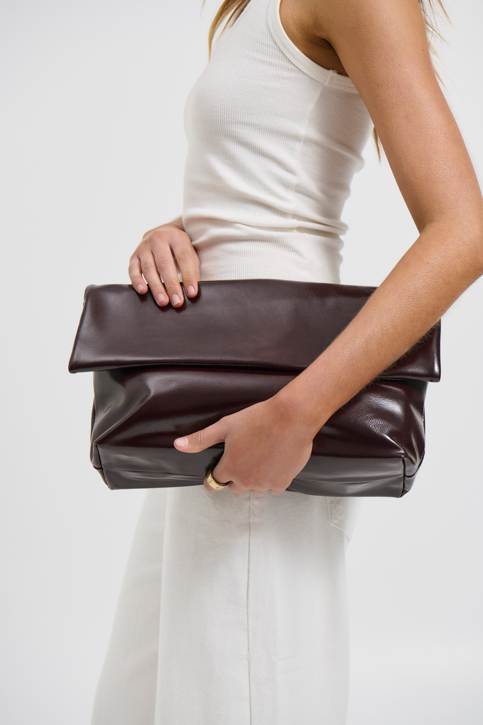 Rylee Clutch Bag Merlot Crinkle Patent