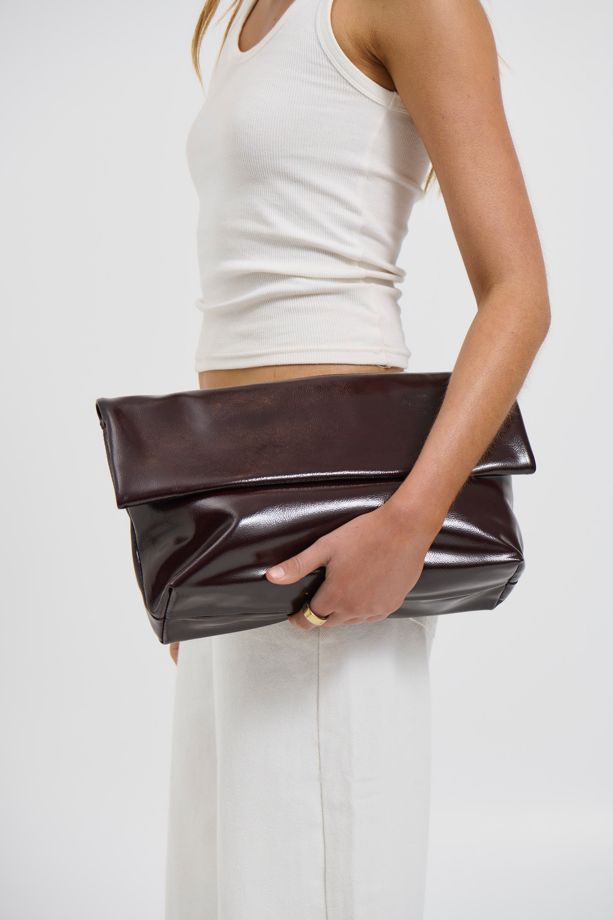 Rylee Clutch Bag Merlot Crinkle Patent
