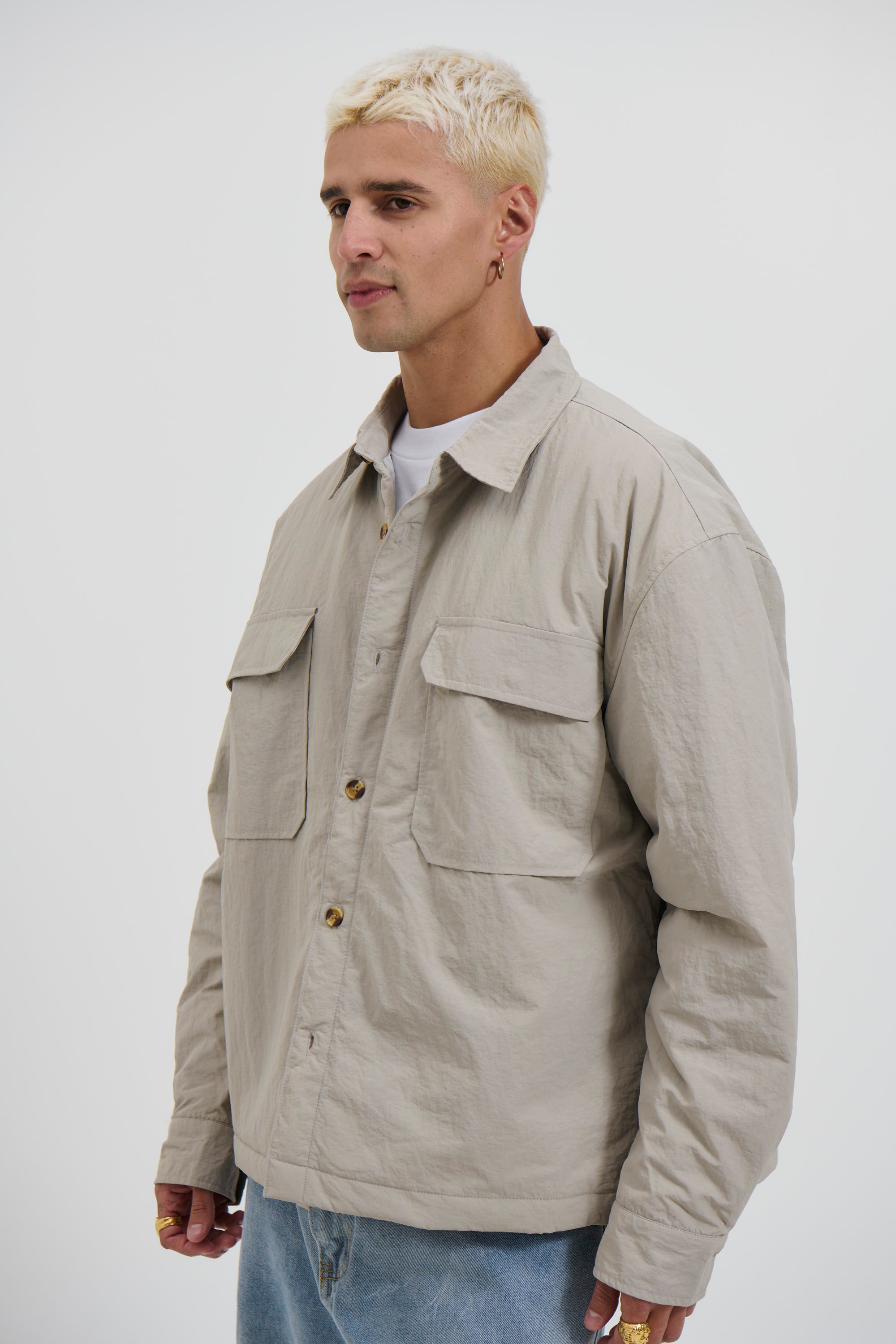 Nylon Overshirt Jacket Light Grey - FINAL SALE