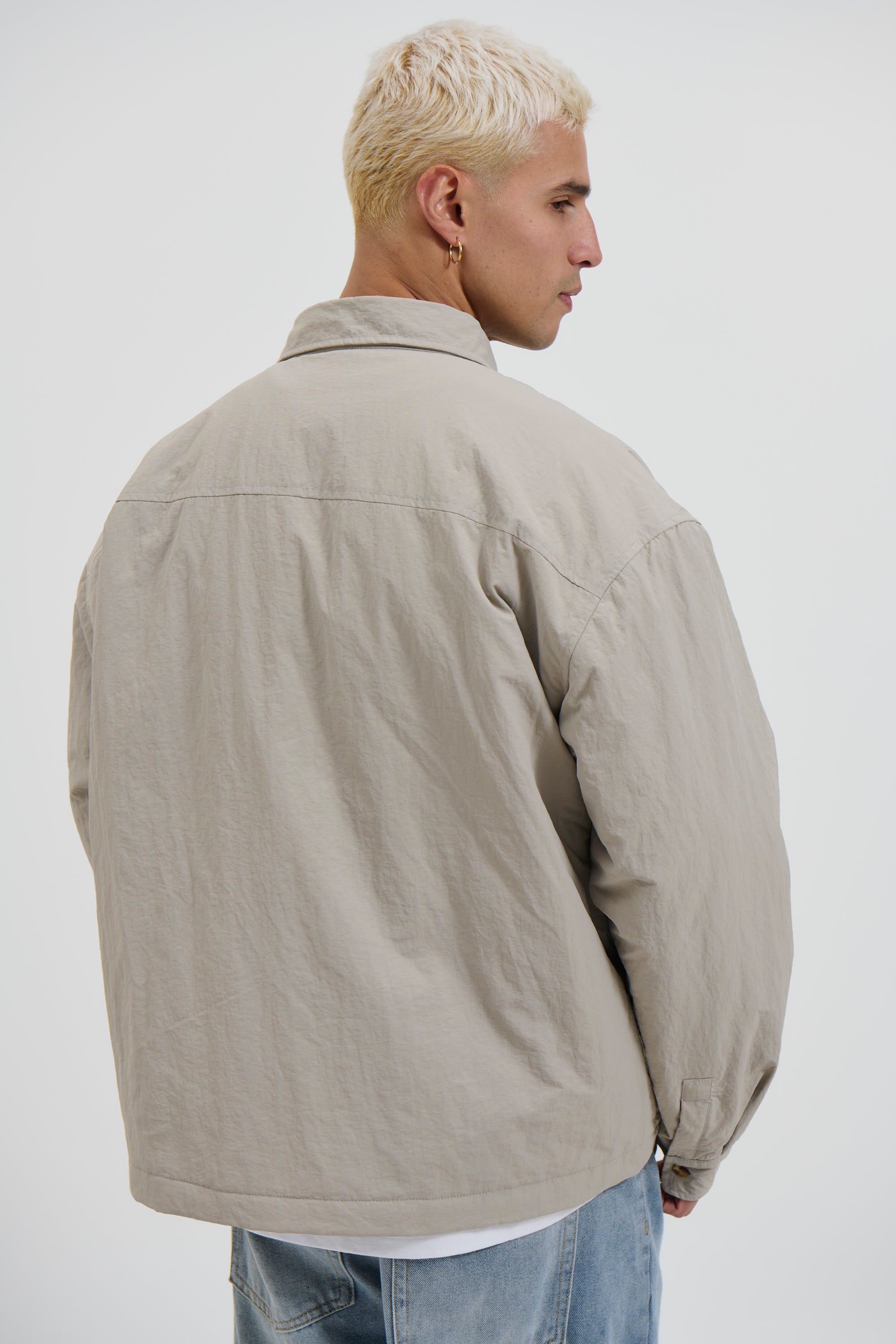 Nylon Overshirt Jacket Light Grey - FINAL SALE