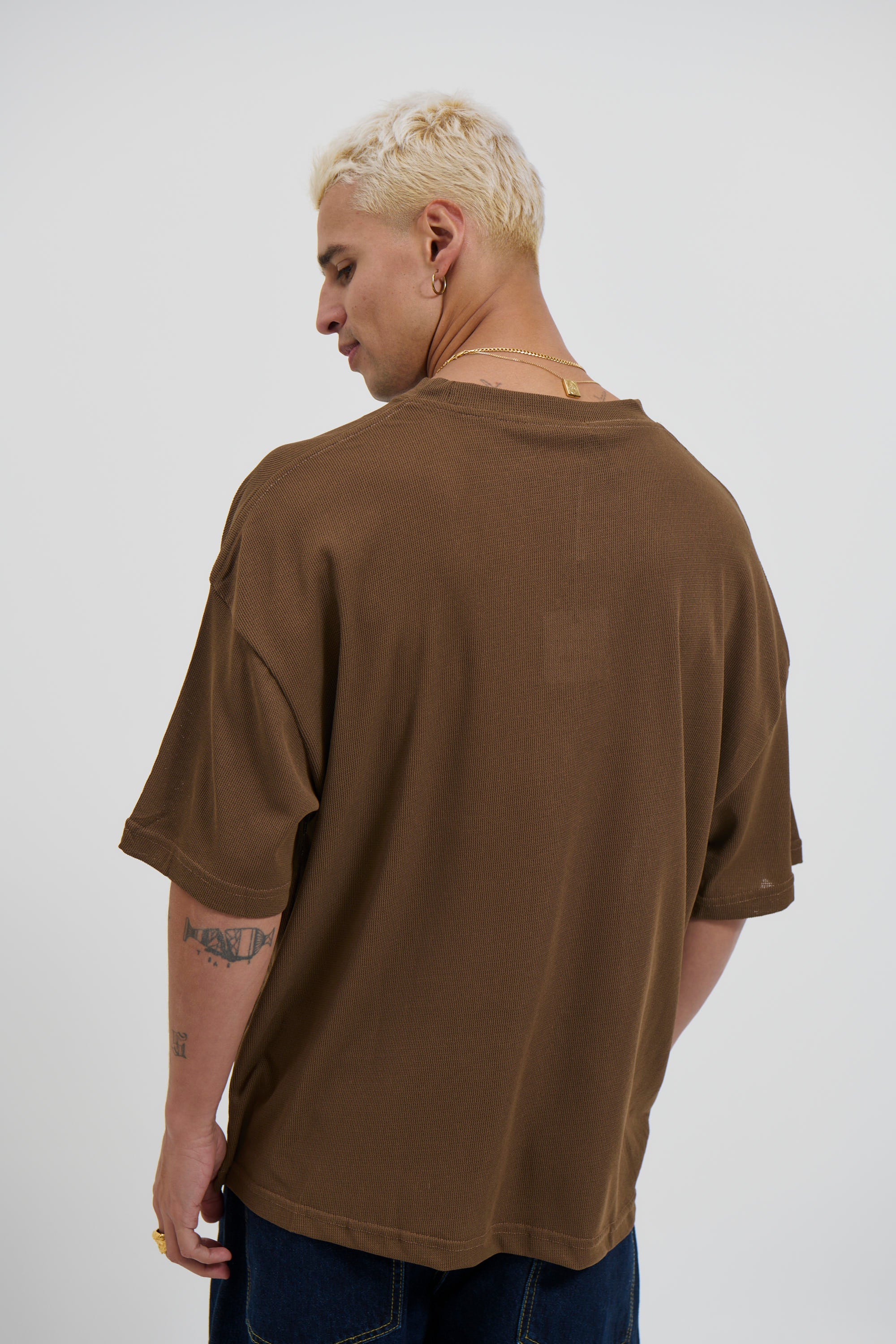Woven Crew Neck Tee Choc