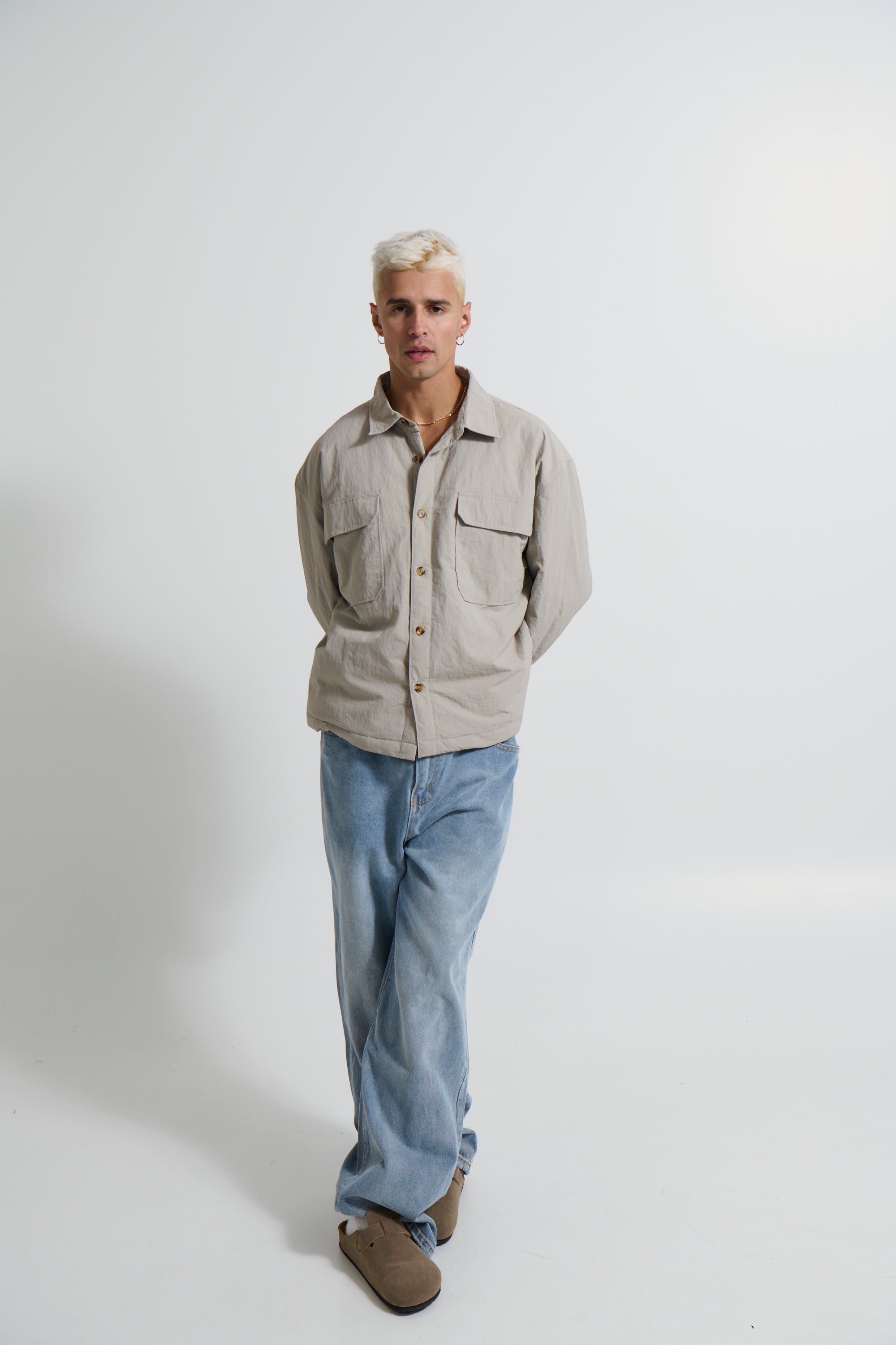 Nylon Overshirt Jacket Light Grey - FINAL SALE