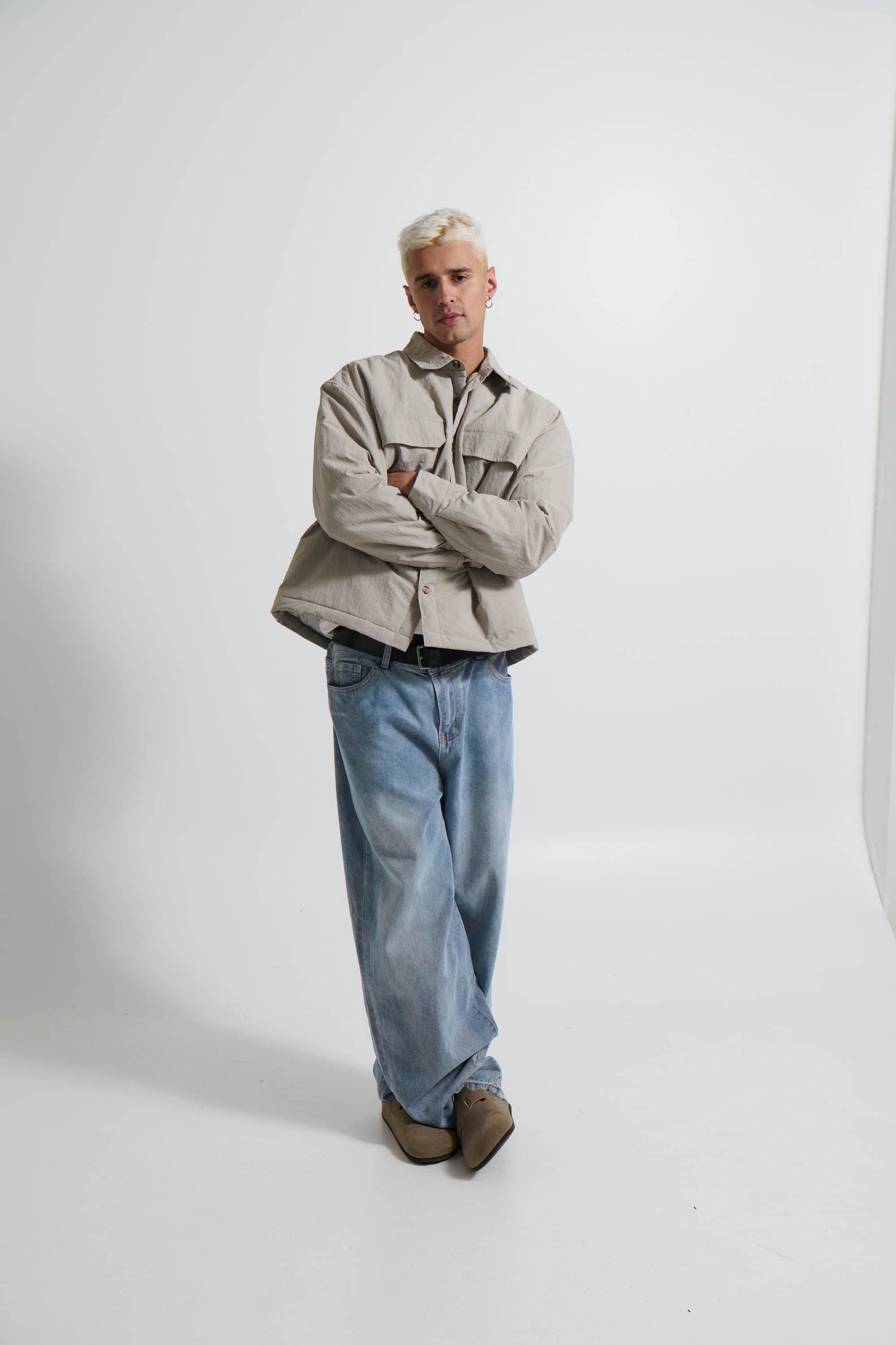 Nylon Overshirt Jacket Light Grey - FINAL SALE