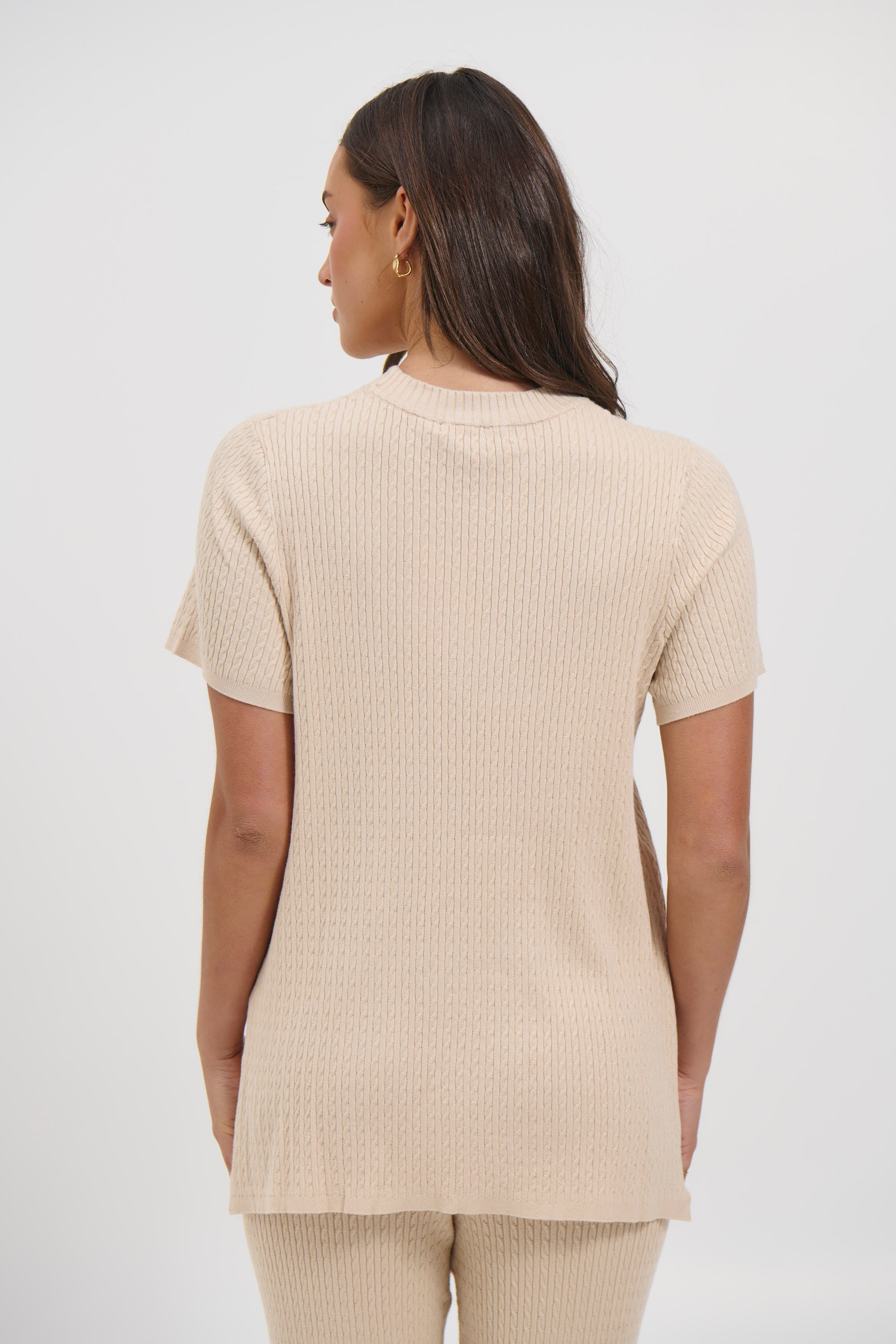 Leighton Ribbed Top Almond