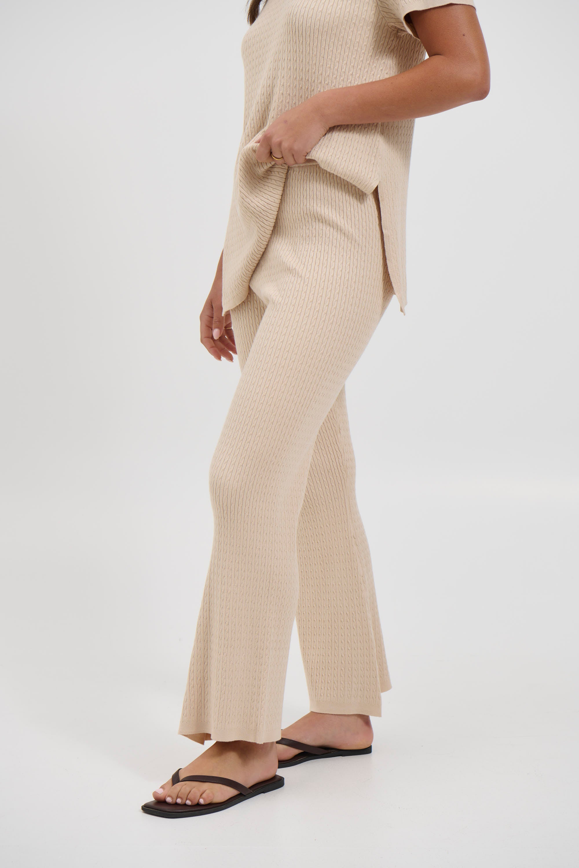 Leighton Ribbed Pant Almond