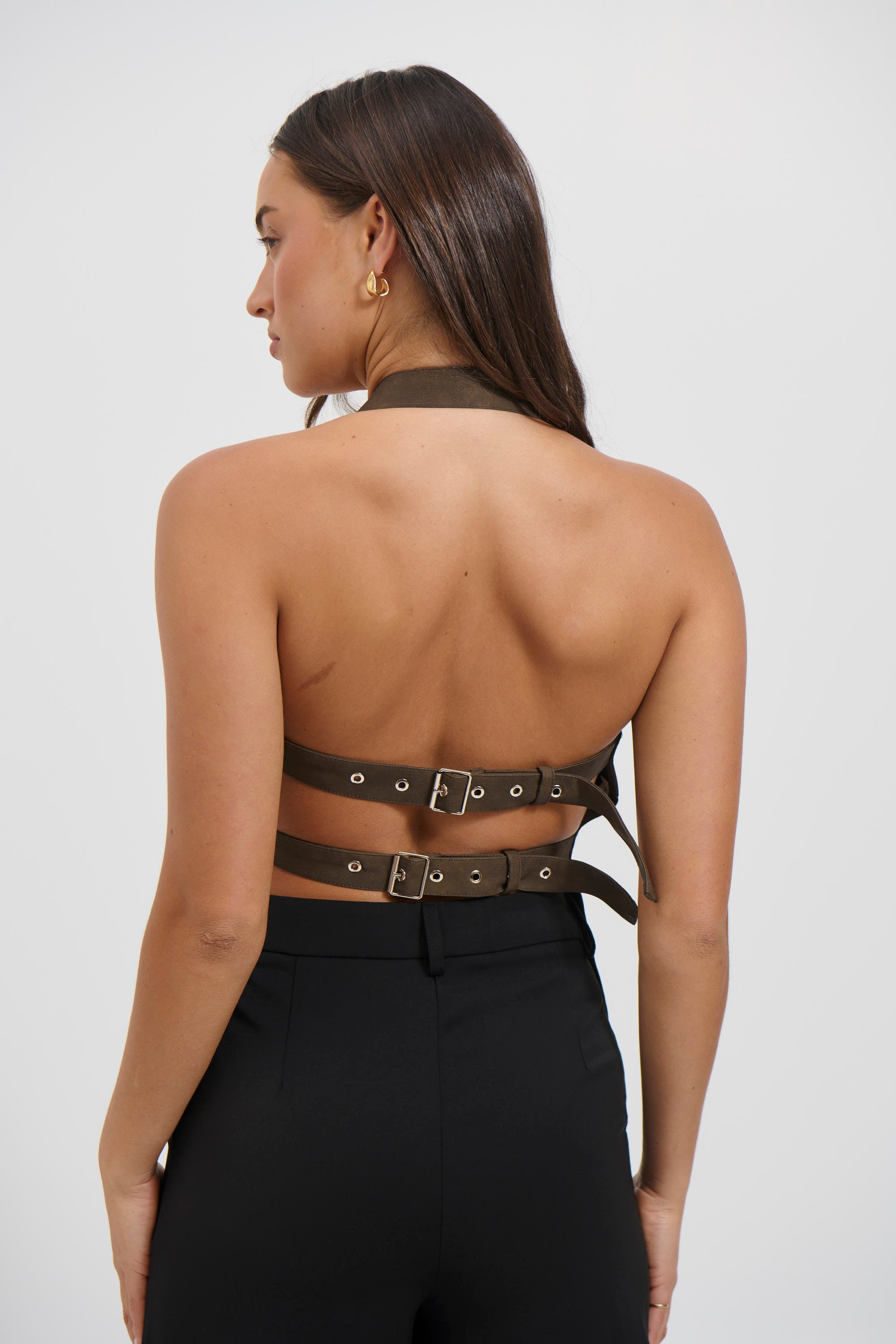 Lilah Halter Neck Top Brown