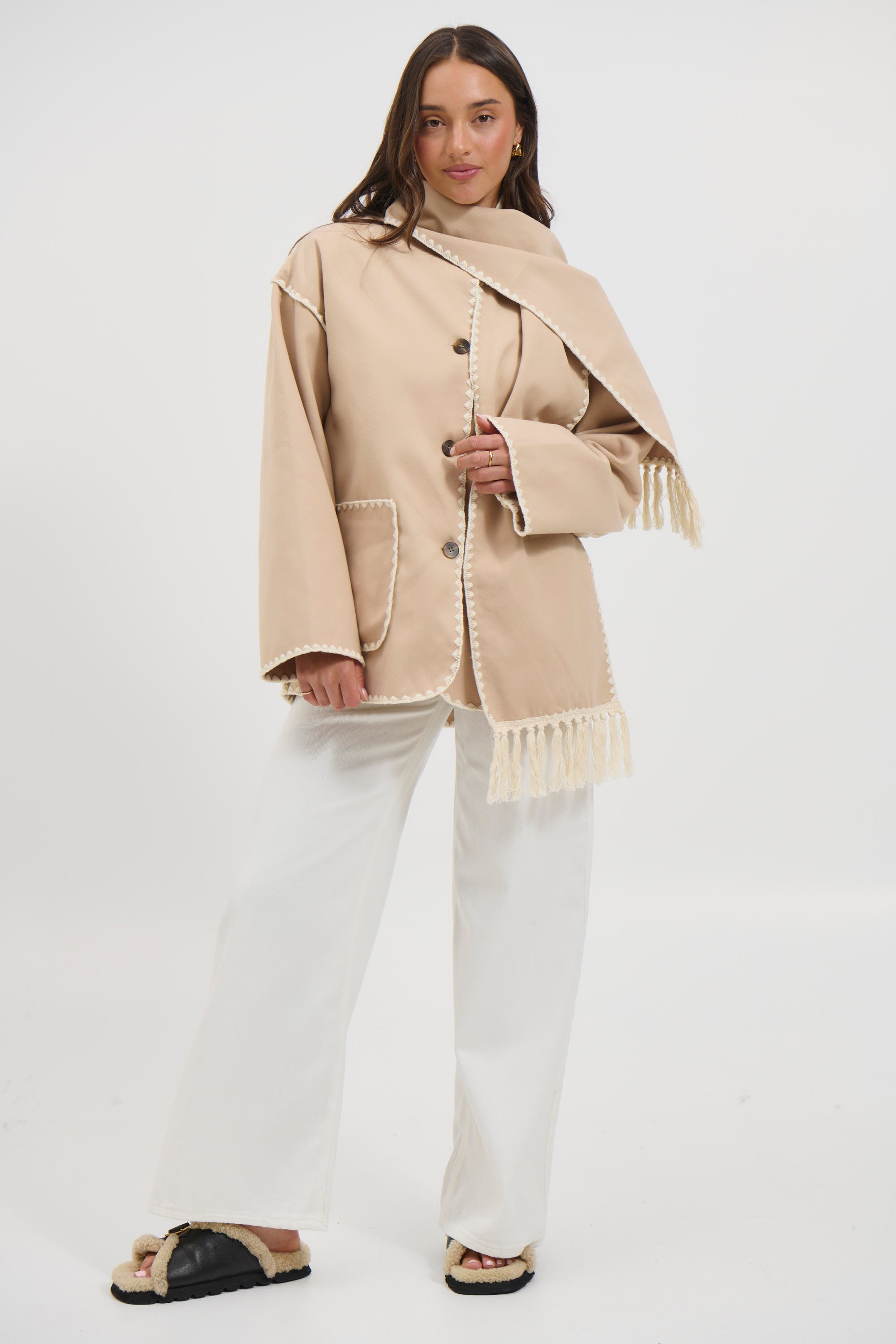 Alaska Scarf Jacket Beige