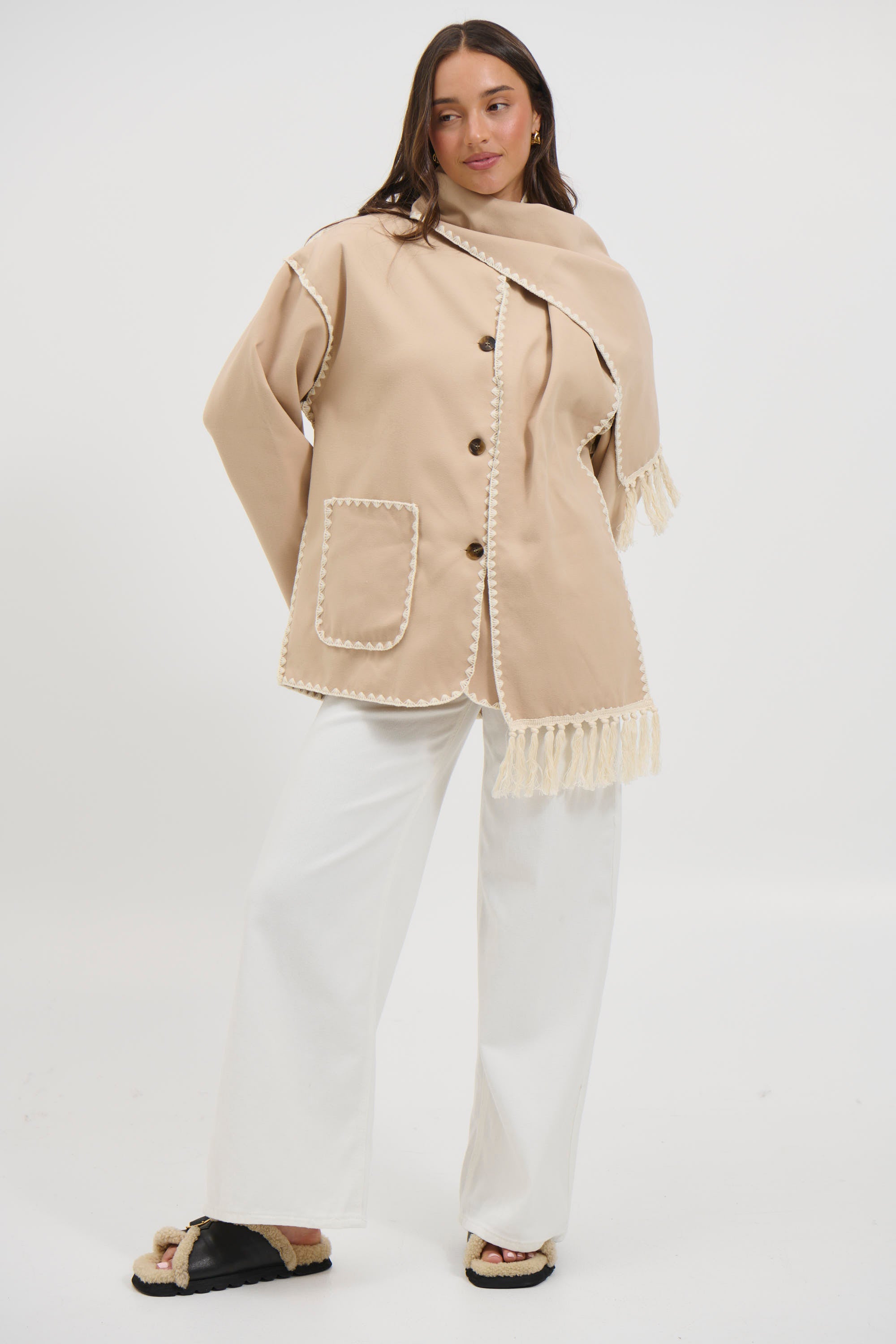Alaska Scarf Jacket Beige