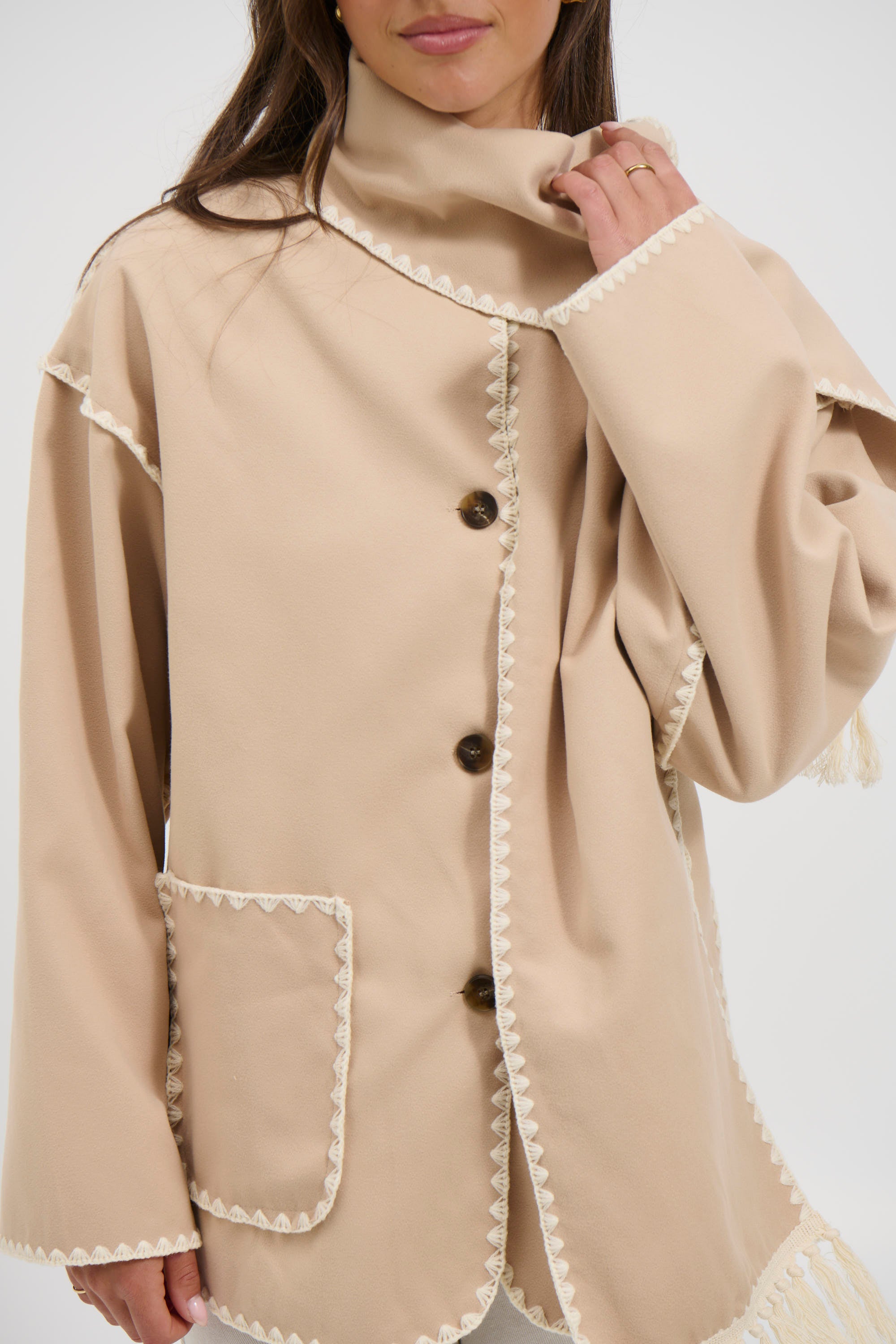 Alaska Scarf Jacket Beige