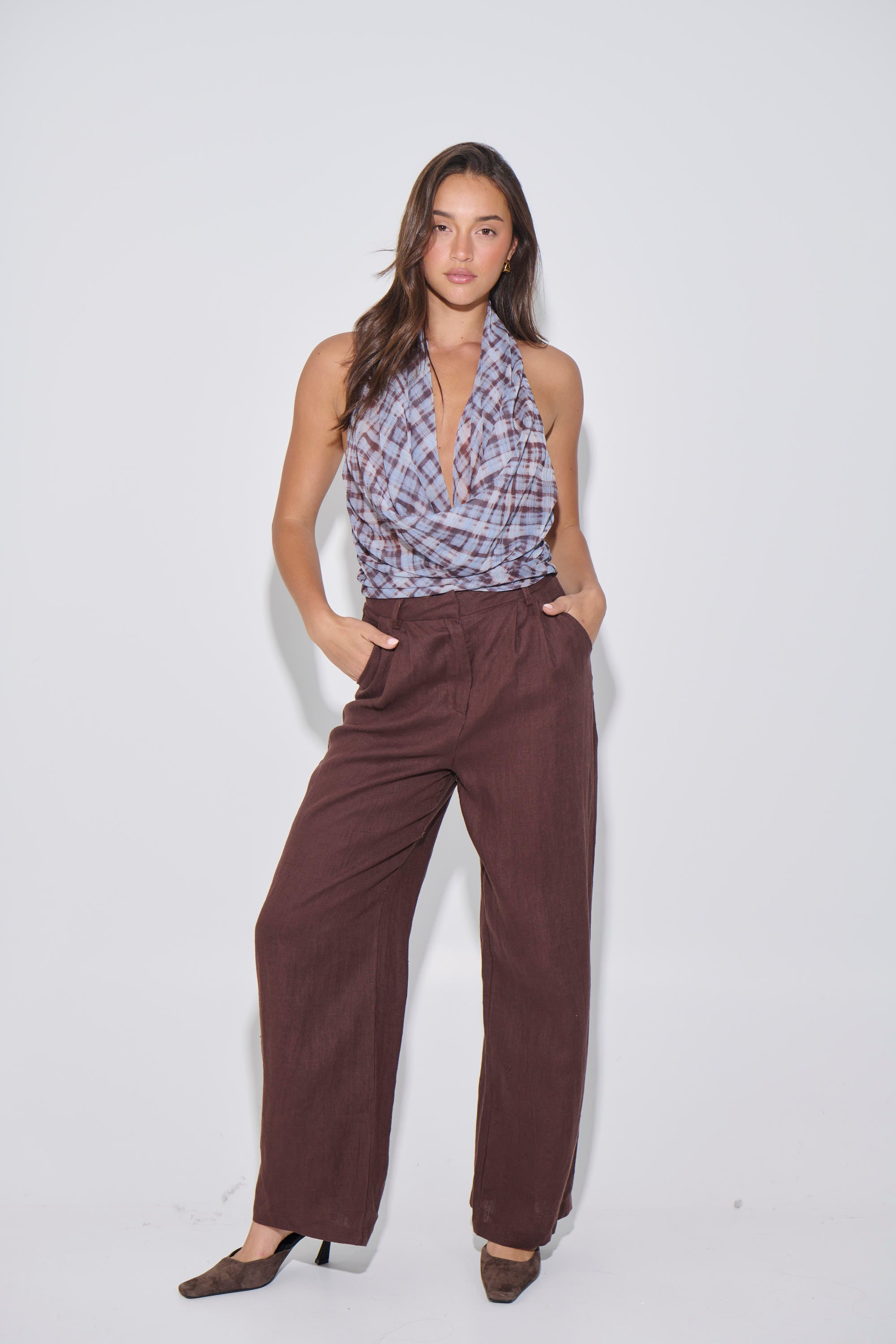 Laney Linen Pant Chocolate
