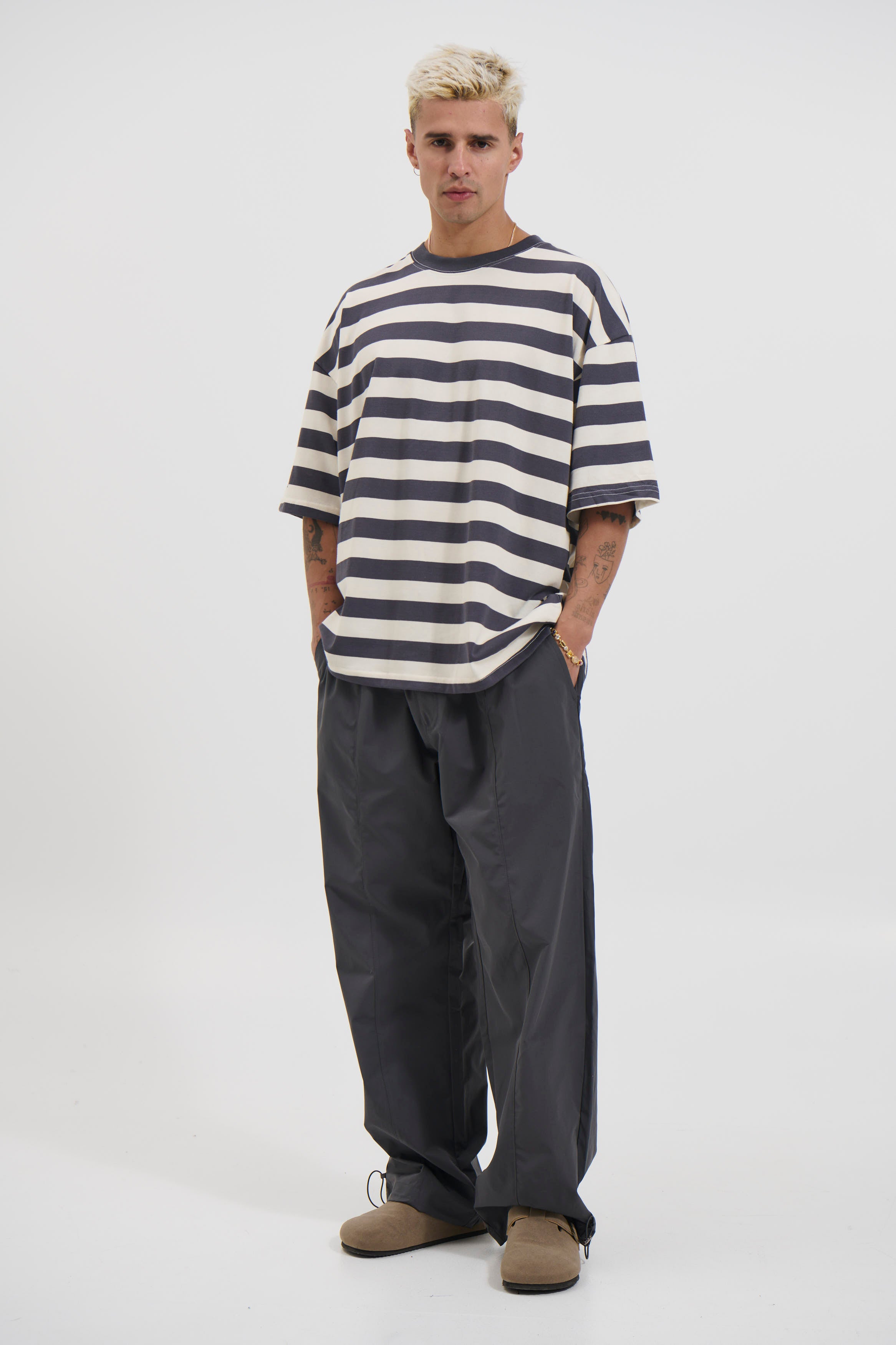 Midweight Signature Tee Grey Stripe
