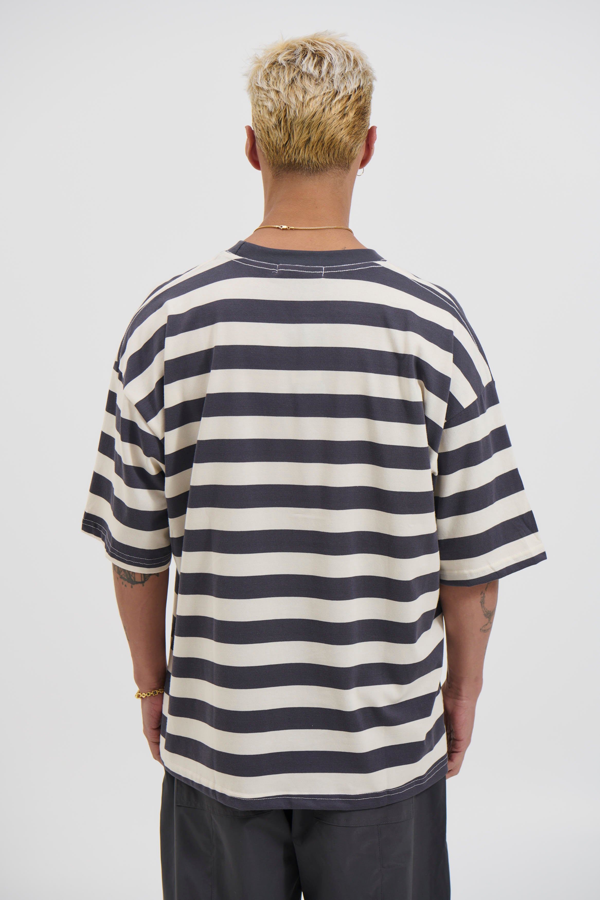 Midweight Signature Tee Grey Stripe