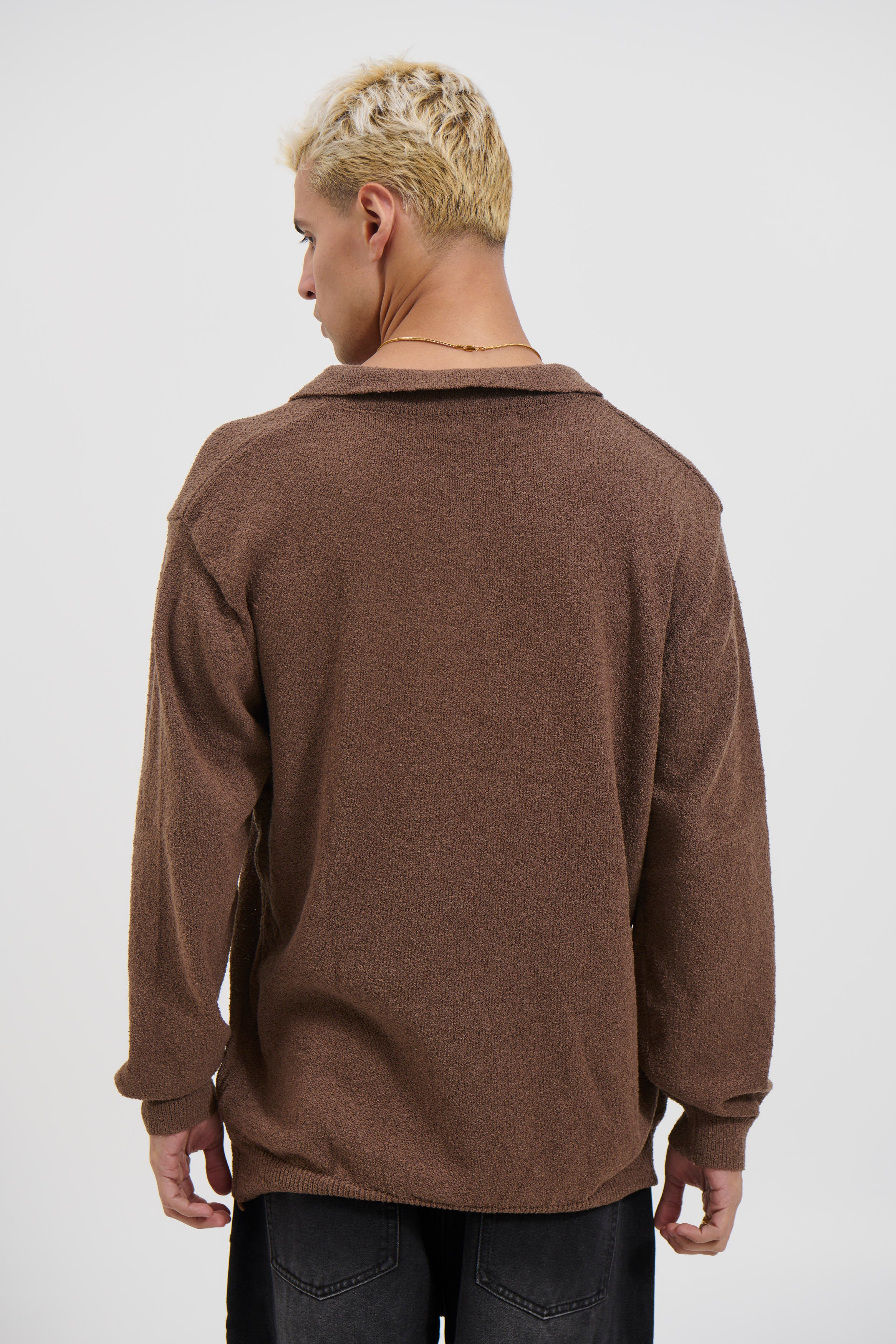 Combed Long Sleeve Polo Choc